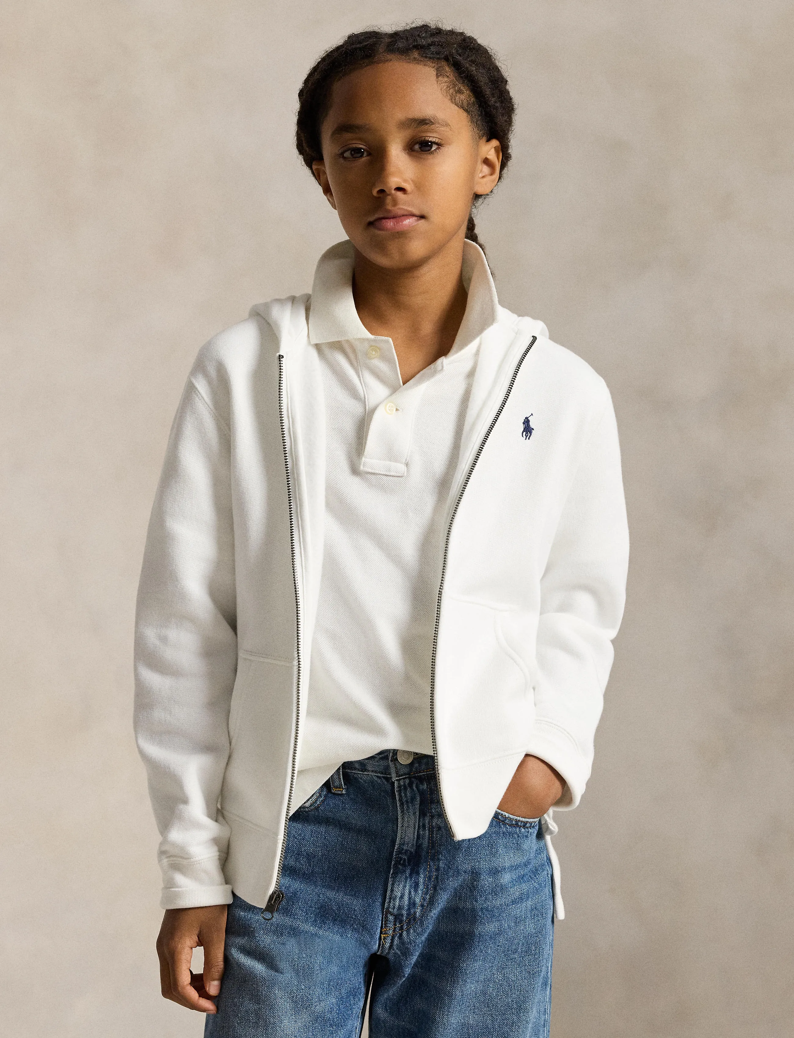 Ralph Lauren Kids - Fleece Full-Zip Hoodie - hættetrøjer - white/c7949 - 3