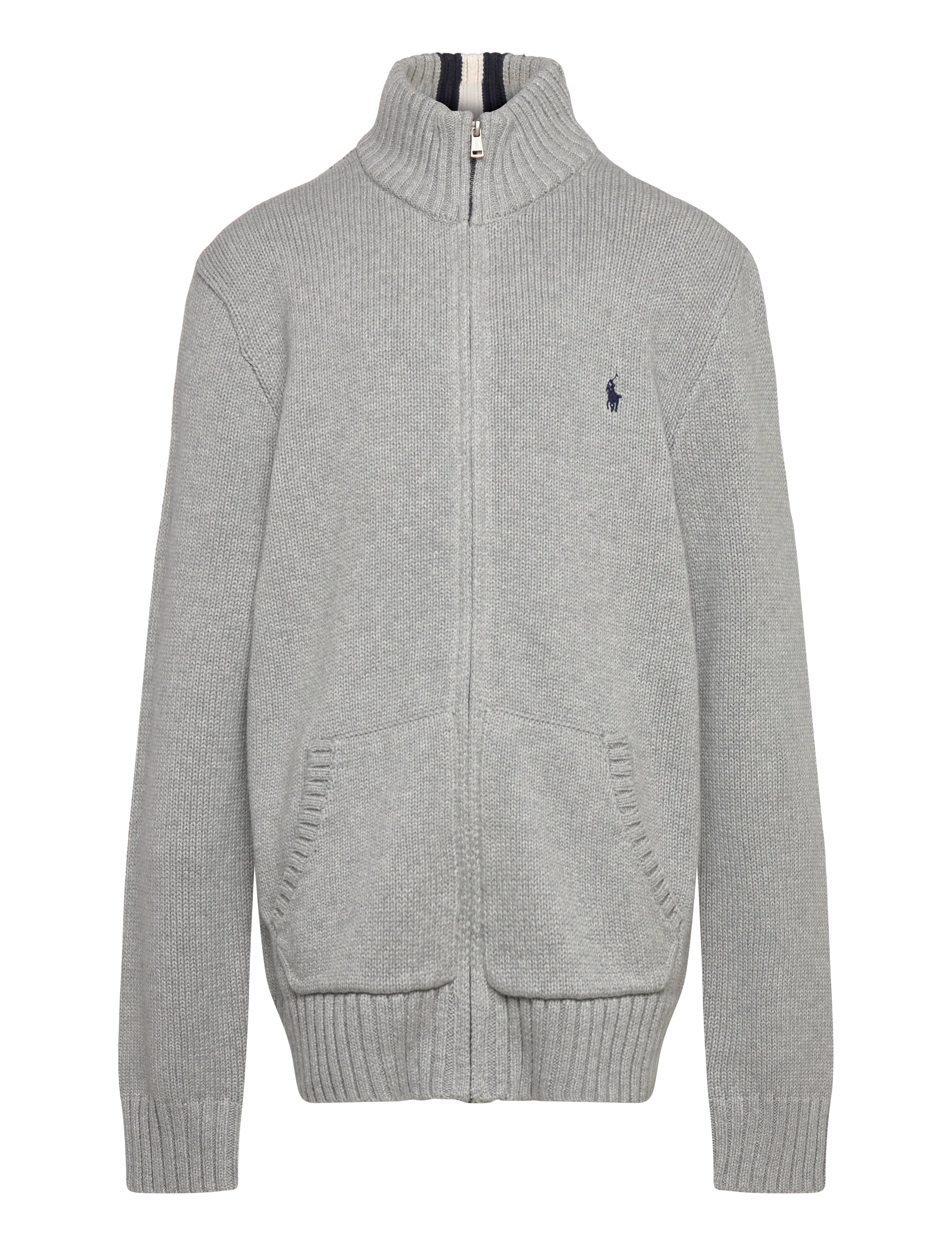 Ralph Lauren Kids COMBED COTTON-LS FZ MOCK-TP-SWT - Overdele - ANDOVER HEATHER/C7932 / grey