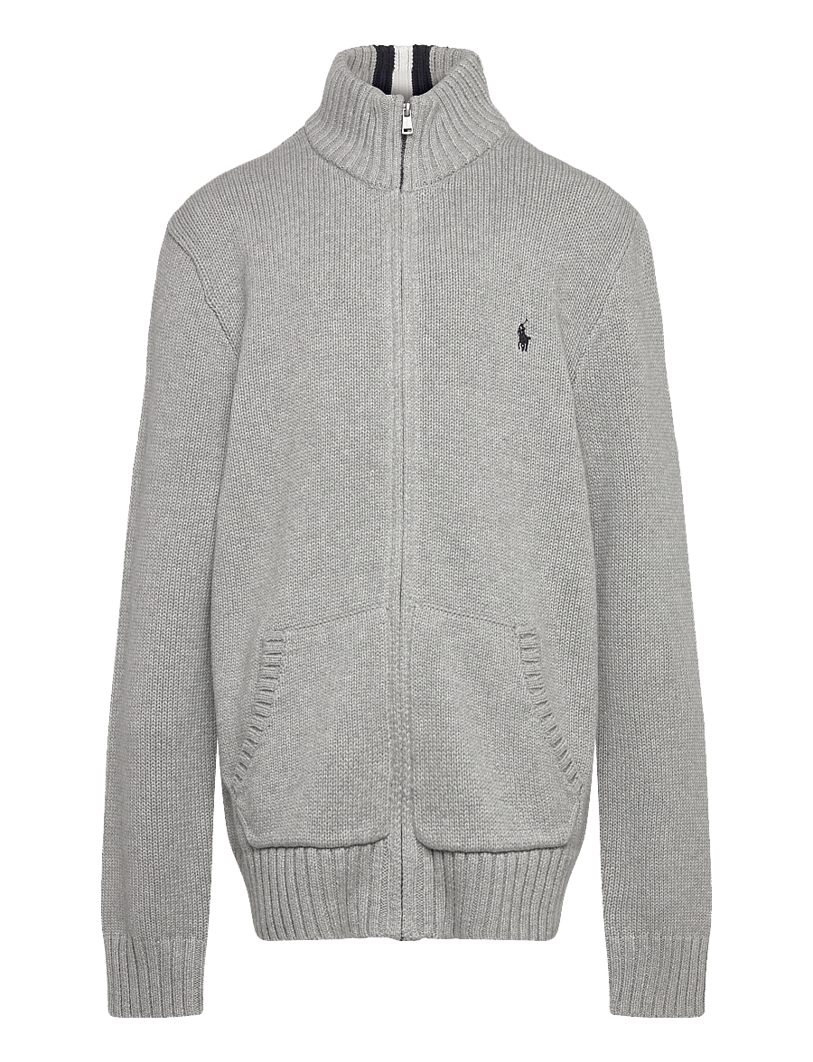 Ralph Lauren Kids - COMBED COTTON-LS FZ MOCK-TP-SWT - koftor - andover heather/c7932 - 0