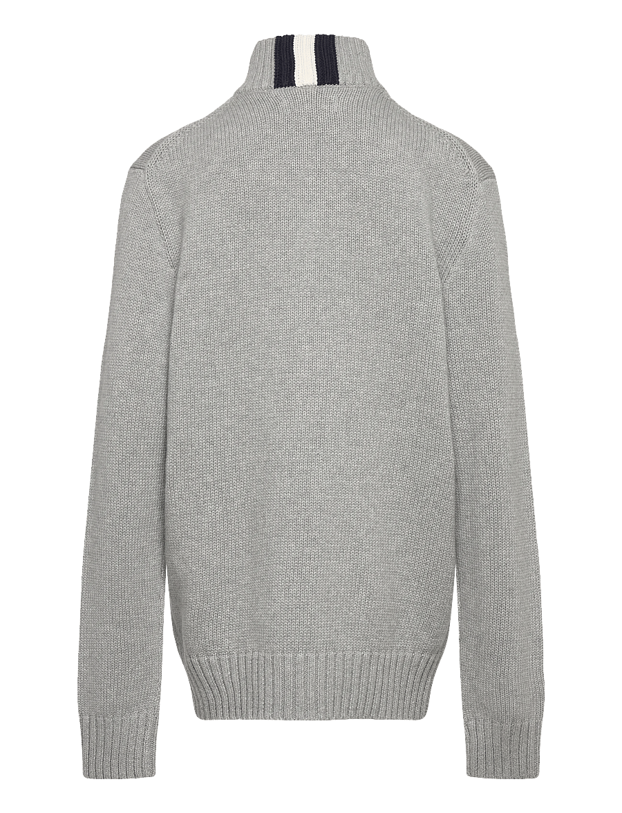 Ralph Lauren Kids - COMBED COTTON-LS FZ MOCK-TP-SWT - koftor - andover heather/c7932 - 1