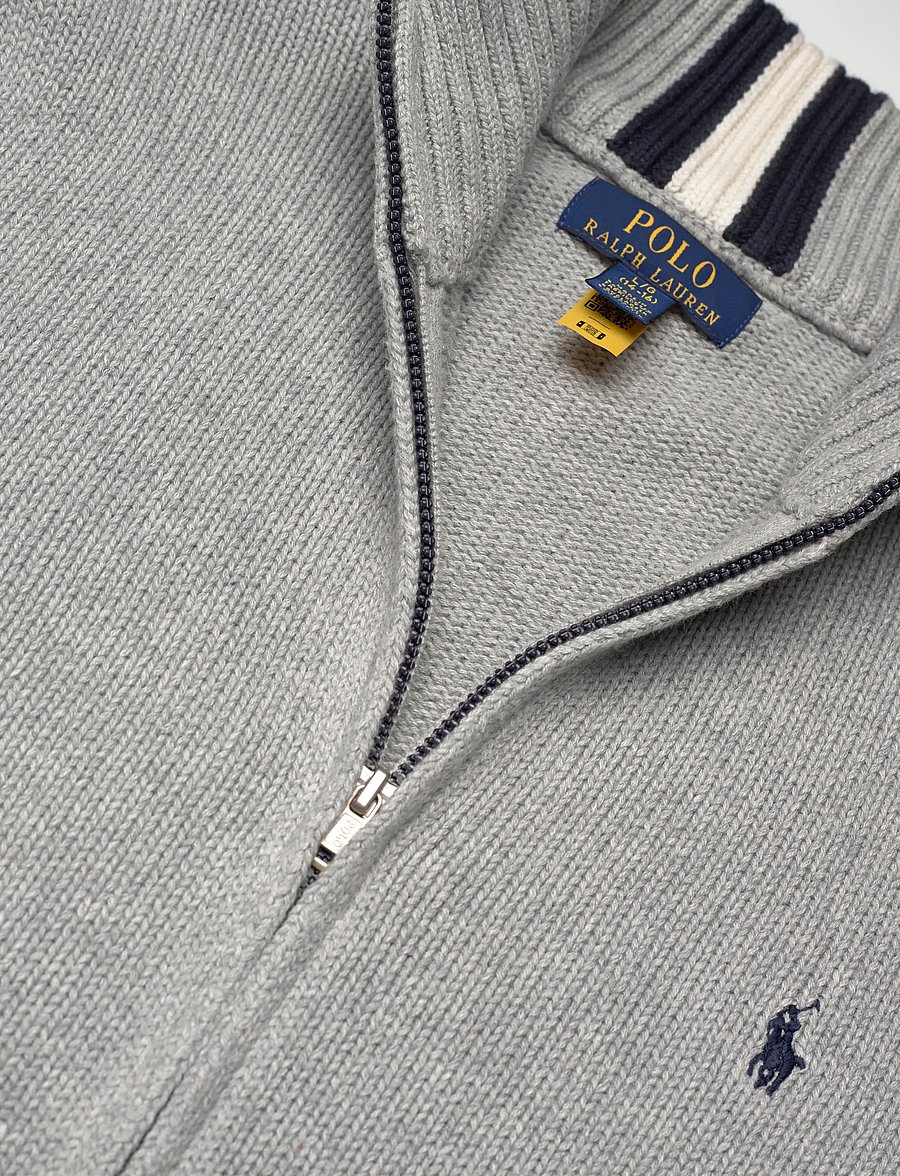 Ralph Lauren Kids - COMBED COTTON-LS FZ MOCK-TP-SWT - koftor - andover heather/c7932 - 2