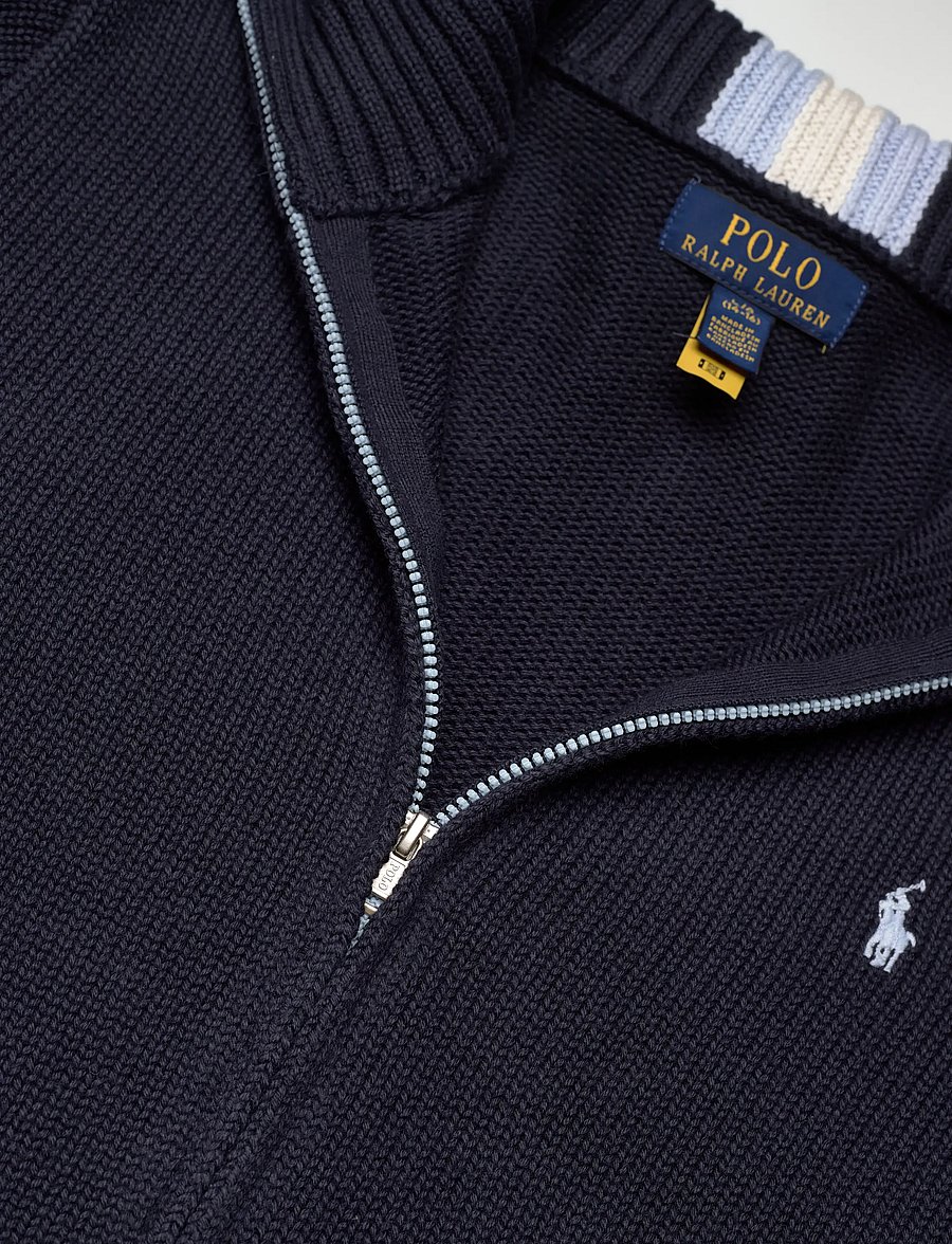 Ralph Lauren Kids - COMBED COTTON-LS FZ MOCK-TP-SWT - kardiganid - rl navy/c7279 - 2