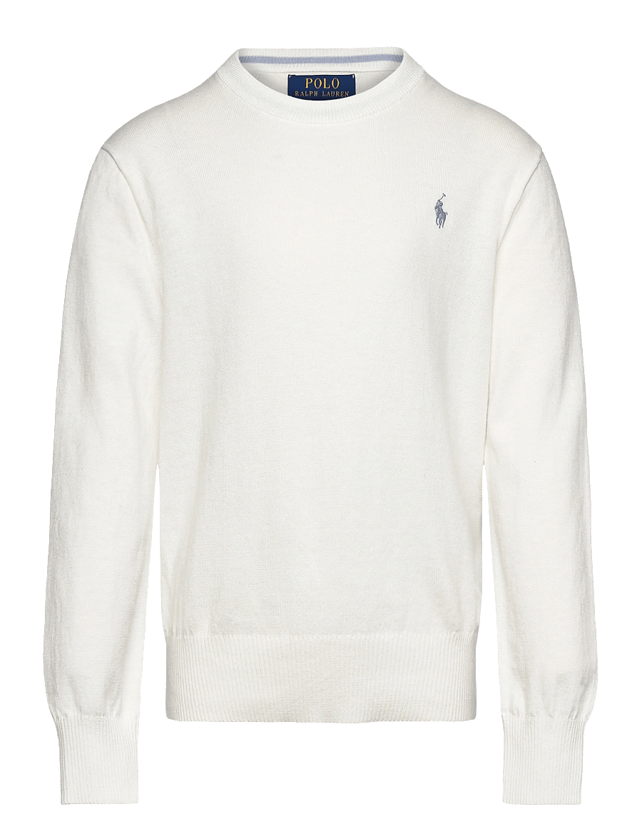 Ralph Lauren Kids - Cotton Crewneck Sweater - trøjer - deckwash white - 0
