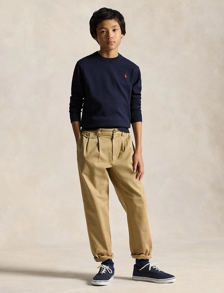 Ralph Lauren Kids - Cotton Crewneck Sweater - stickade tröjor - rl navy/c3822 - 0