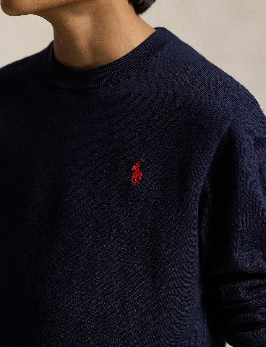 Ralph Lauren Kids - Cotton Crewneck Sweater - stickade tröjor - rl navy/c3822 - 5