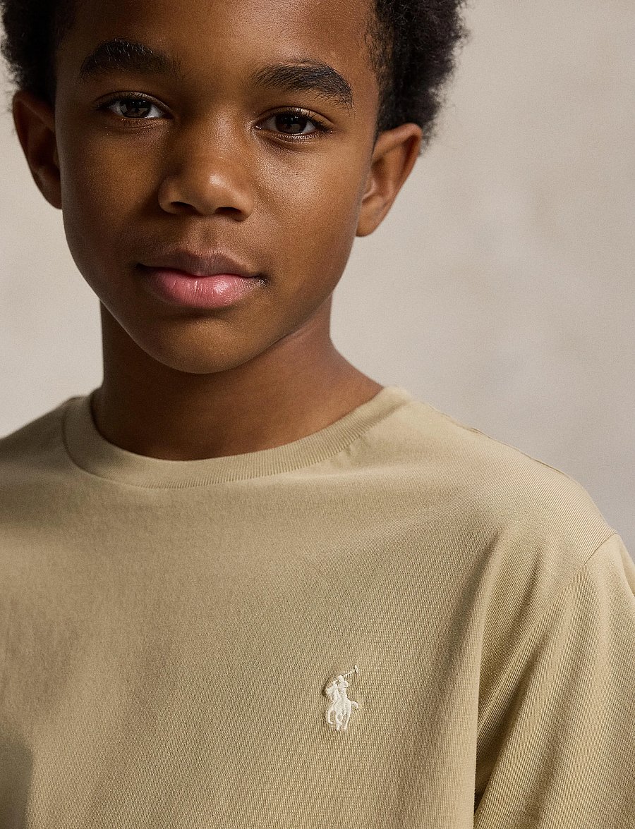 Ralph Lauren Kids - Cotton Jersey Crewneck Tee - short-sleeved t-shirts - classic khaki/c81 - 0