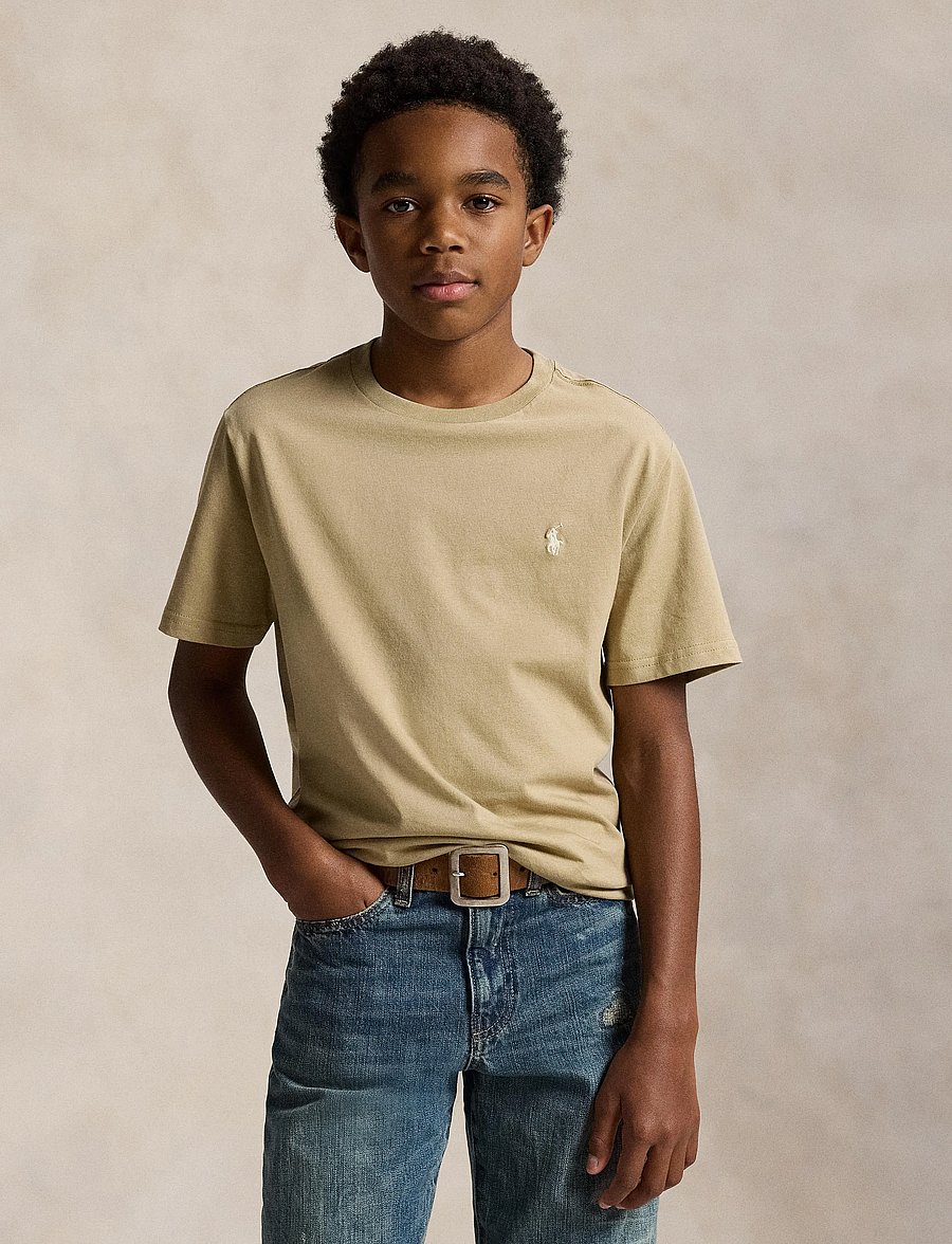 Ralph Lauren Kids - Cotton Jersey Crewneck Tee - short-sleeved t-shirts - classic khaki/c81 - 3