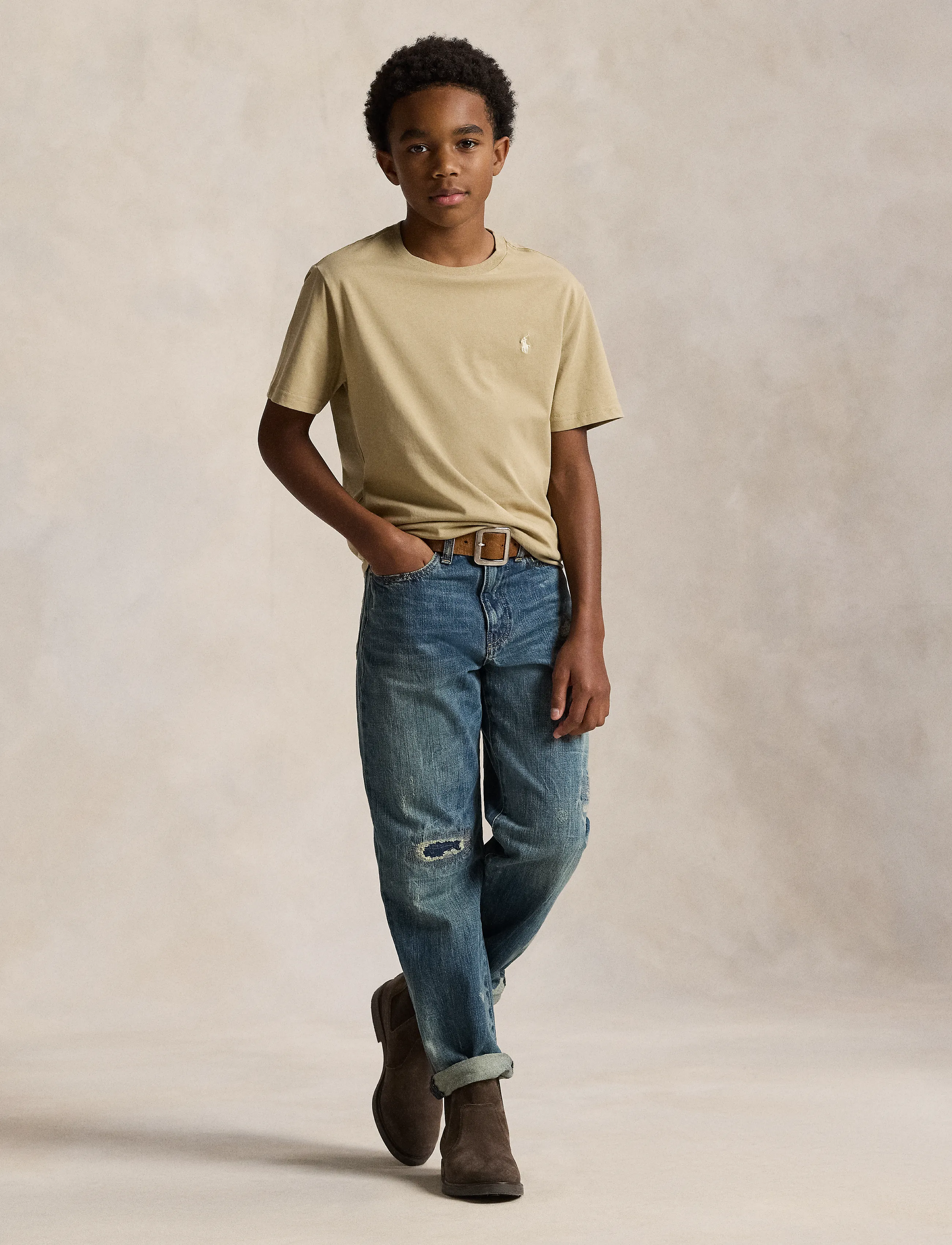 Ralph Lauren Kids - Cotton Jersey Crewneck Tee - kurzärmelige - classic khaki/c81 - 4