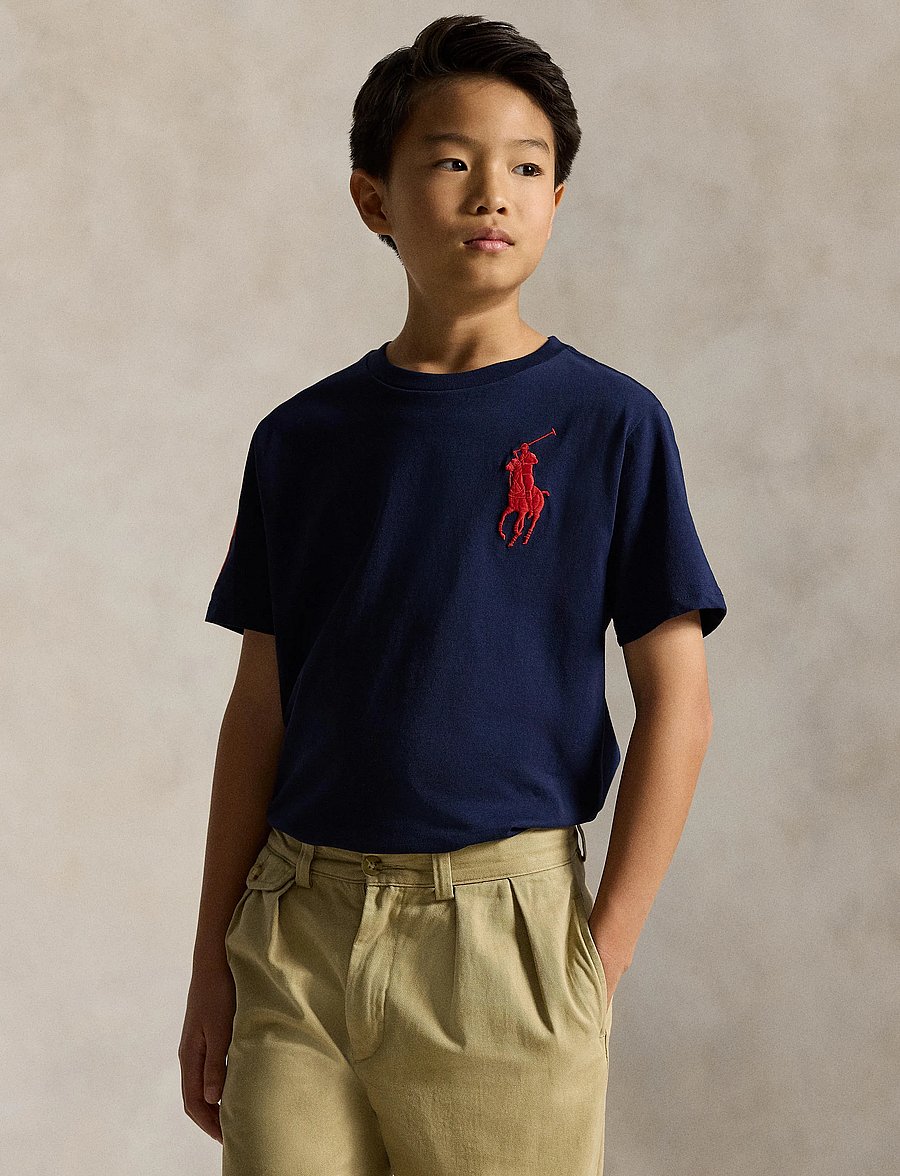 Ralph Lauren Kids - Big Pony Cotton Jersey Tee - kurzärmelige - refined navy/c387 - 4