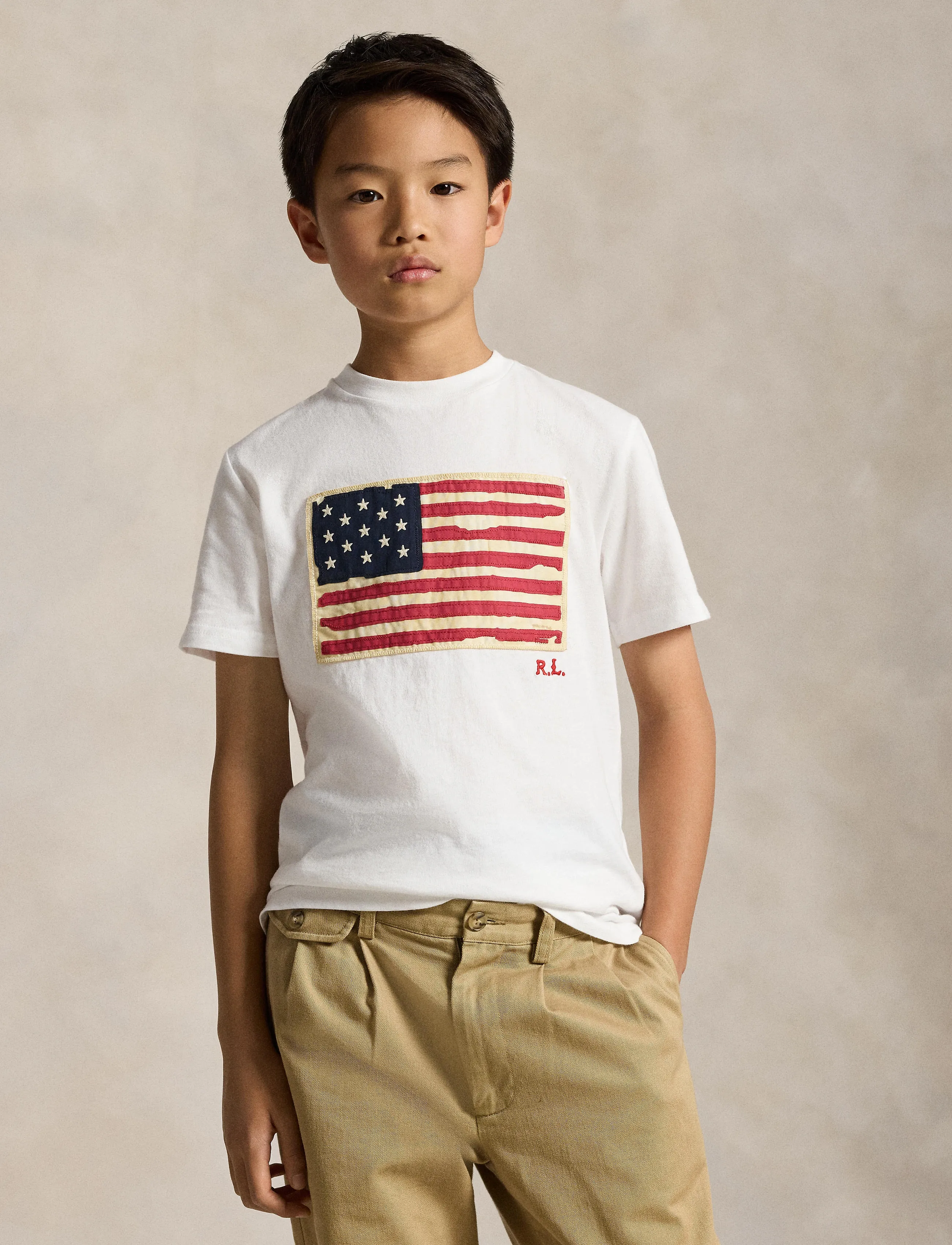 Ralph Lauren Kids - Flag Cotton Jersey Tee - white - 3
