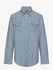 Ralph Lauren Kids - Cotton Chambray Western Shirt - pikkade varrukatega särgid - medium indigo - 0