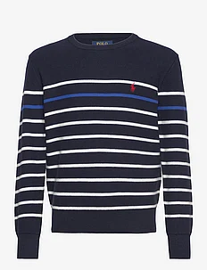 Striped Mesh-Knit Cotton Sweater, Ralph Lauren Kids