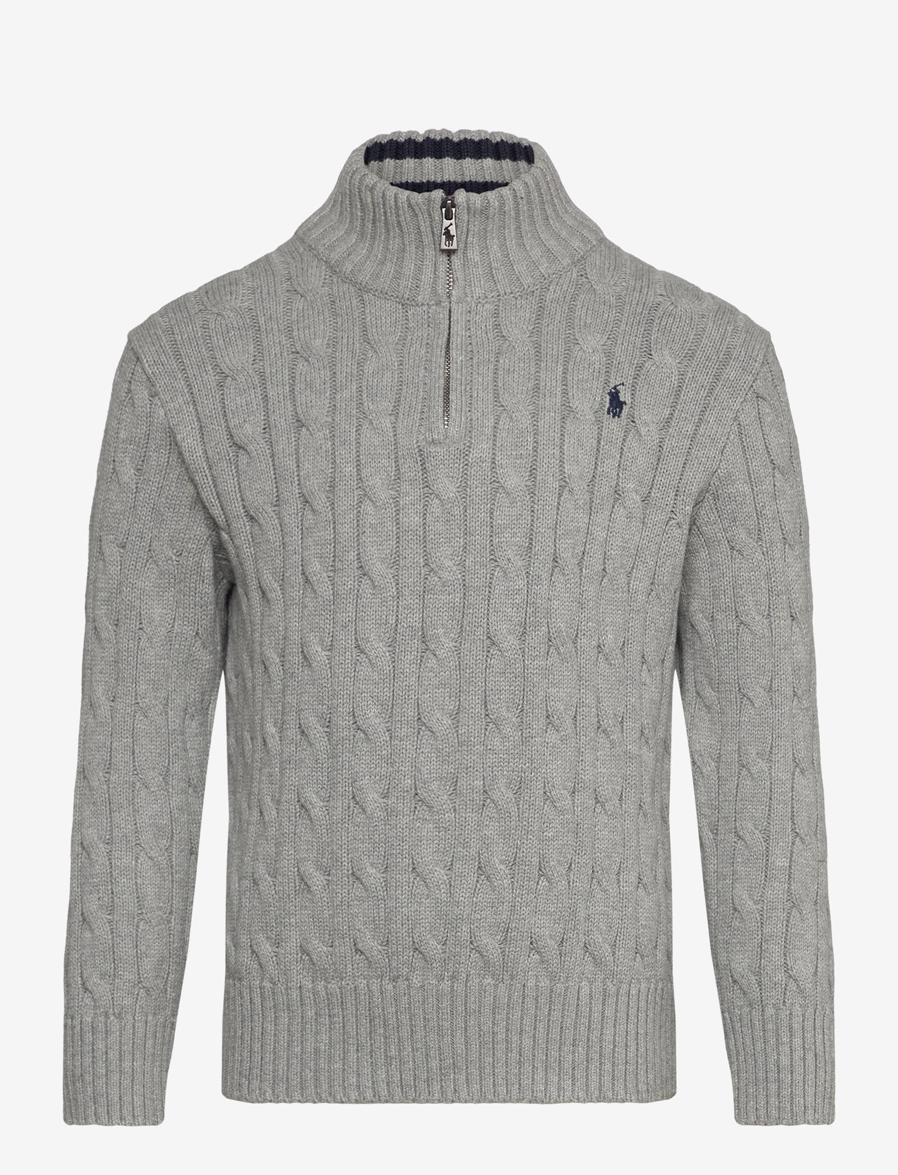 Ralph Lauren Kids - Cable-Knit Cotton Quarter-Zip Sweater - pullover - andover heather/c - 1