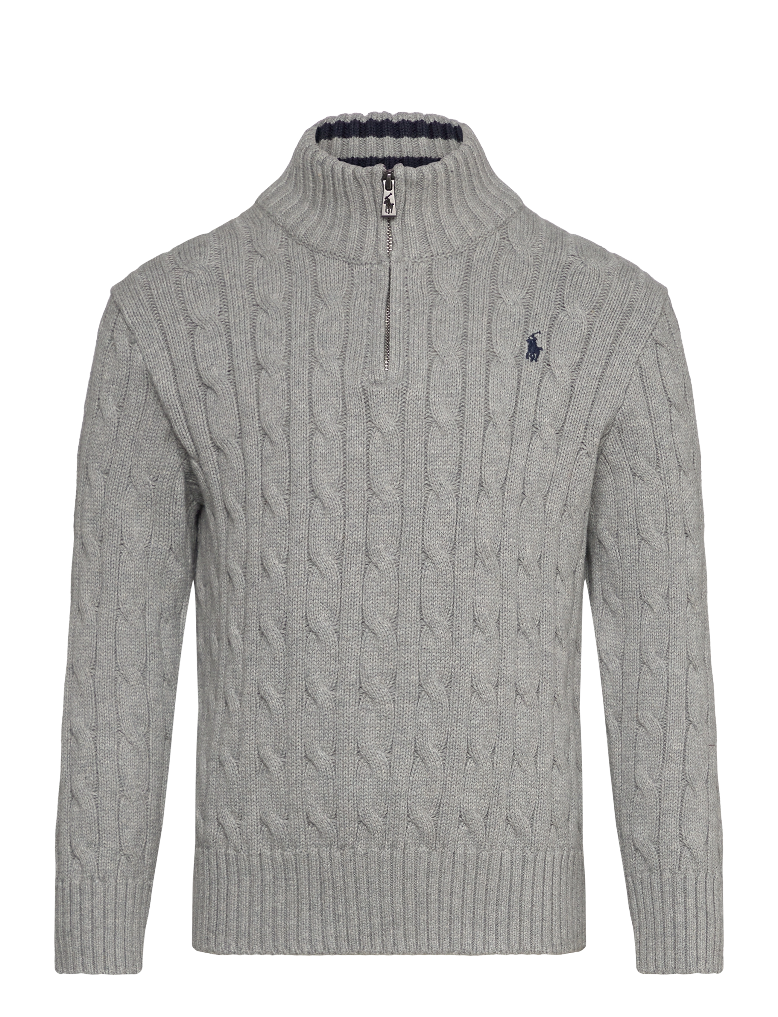 Ralph Lauren Kids - Cable-Knit Cotton Quarter-Zip Sweater - pullover - andover heather/c - 1