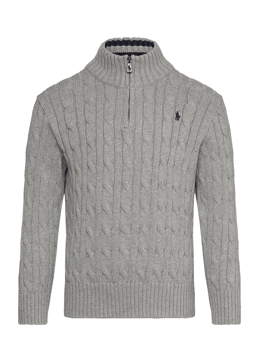 Ralph Lauren Kids - Cable-Knit Cotton Quarter-Zip Sweater - džemperiai - andover heather/c - 1