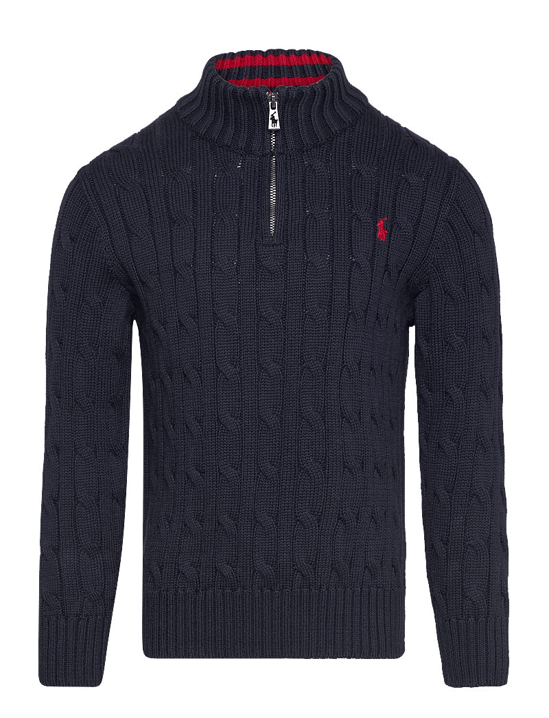 Ralph Lauren Kids - Cable-Knit Cotton Quarter-Zip Sweater - stickade tröjor - rl navy/c3807 - 1