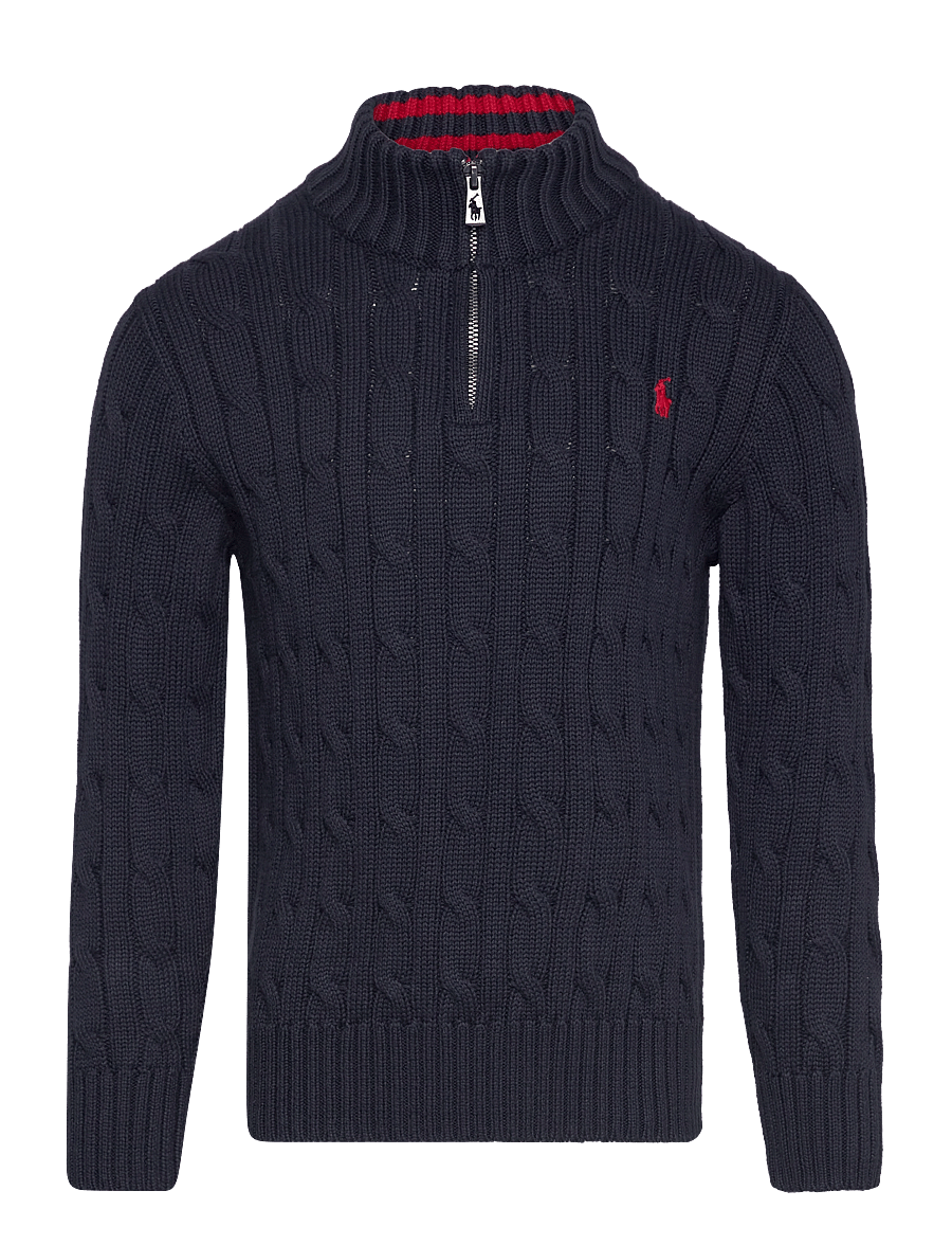 Ralph Lauren Kids - Cable-Knit Cotton Quarter-Zip Sweater - trøjer - rl navy/c3807 - 1