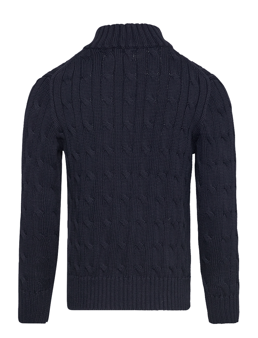 Ralph Lauren Kids - Cable-Knit Cotton Quarter-Zip Sweater - trøjer - rl navy/c3807 - 2