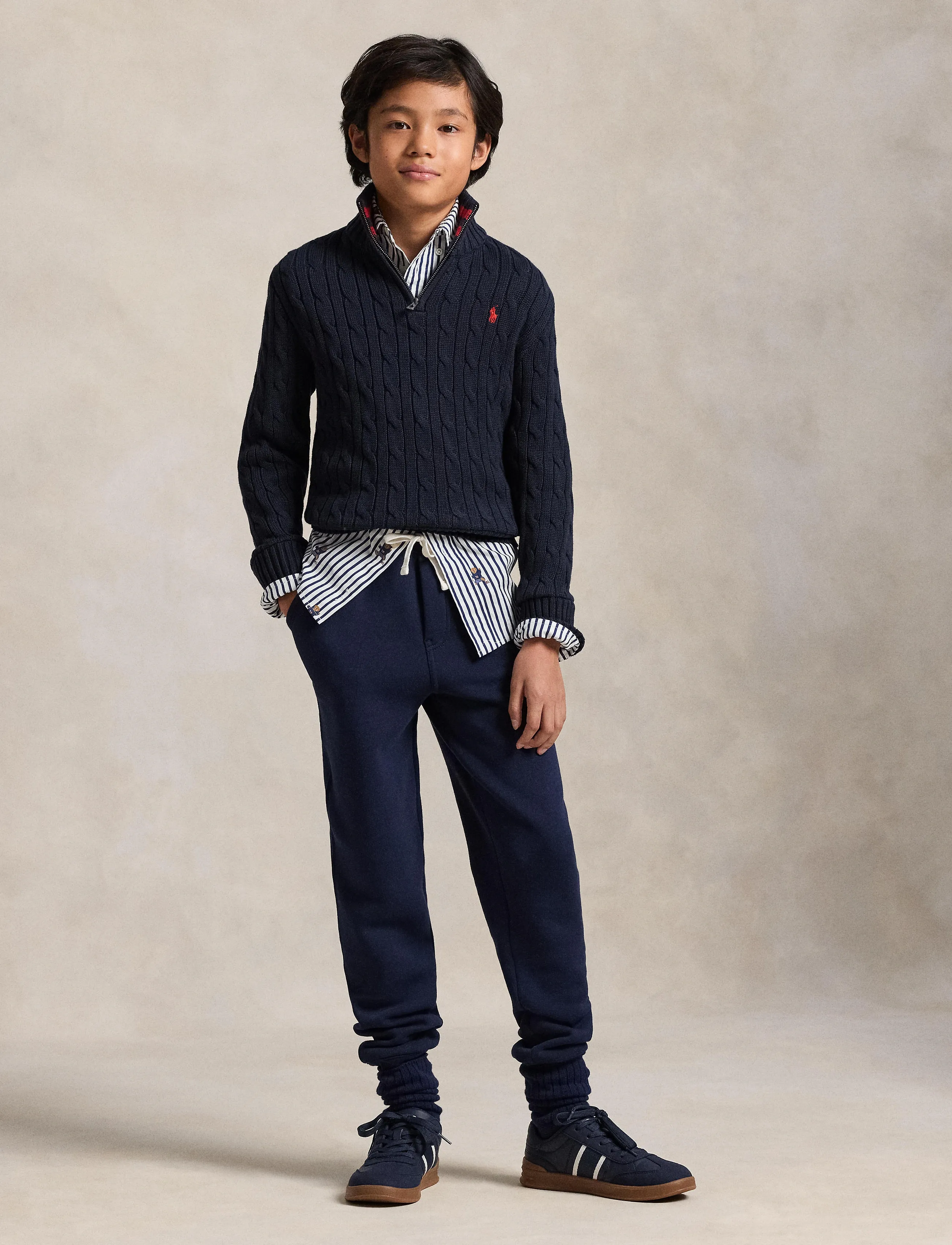 Ralph Lauren Kids Cable-Knit Cotton Quarter-Zip Sweater - Stickade tröjor - RL NAVY/C3807 / navy