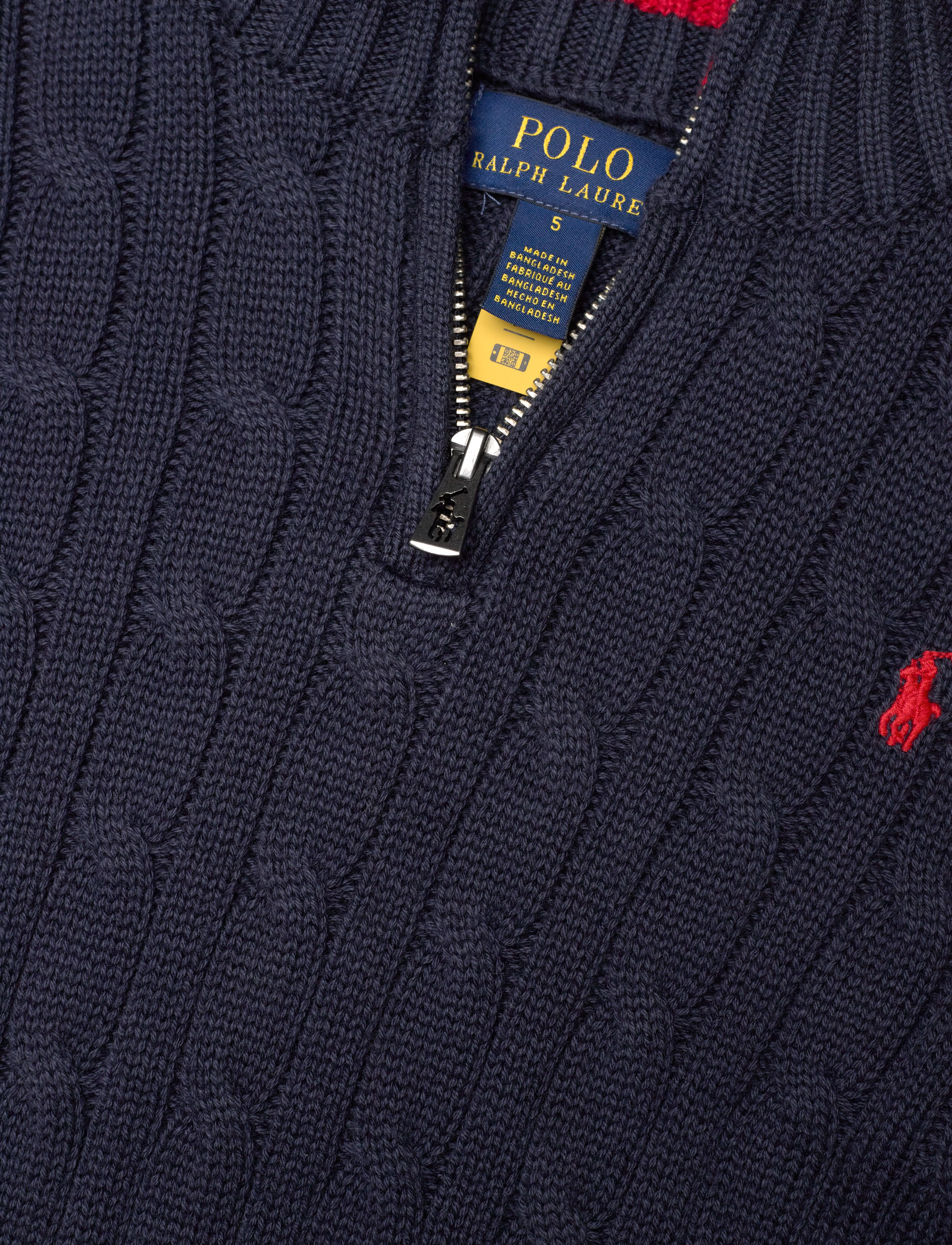 Ralph Lauren Kids - Cable-Knit Cotton Quarter-Zip Sweater - trøjer - rl navy/c3807 - 5