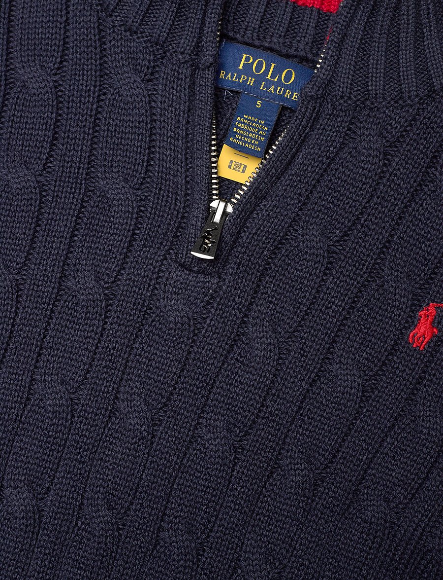 Ralph Lauren Kids - Cable-Knit Cotton Quarter-Zip Sweater - trøjer - rl navy/c3807 - 5