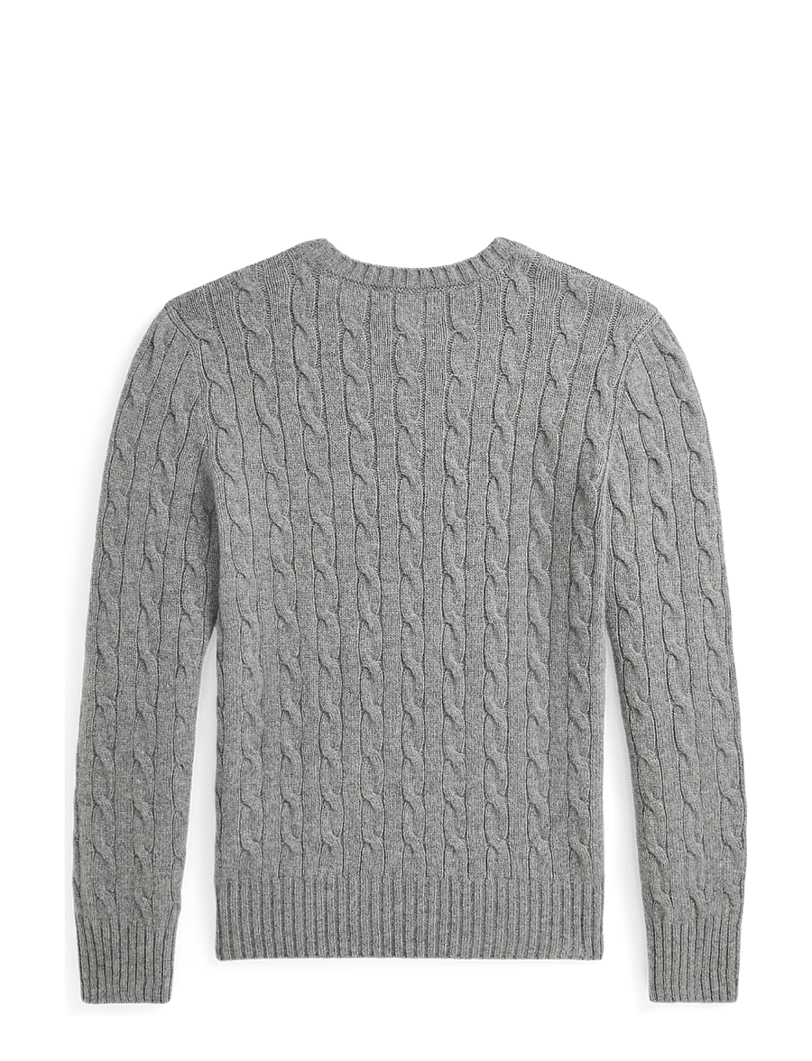 Ralph Lauren Kids - Cable-Knit Wool-Cashmere Sweater - stickade tröjor - fawn grey hthr/rl navy - 1