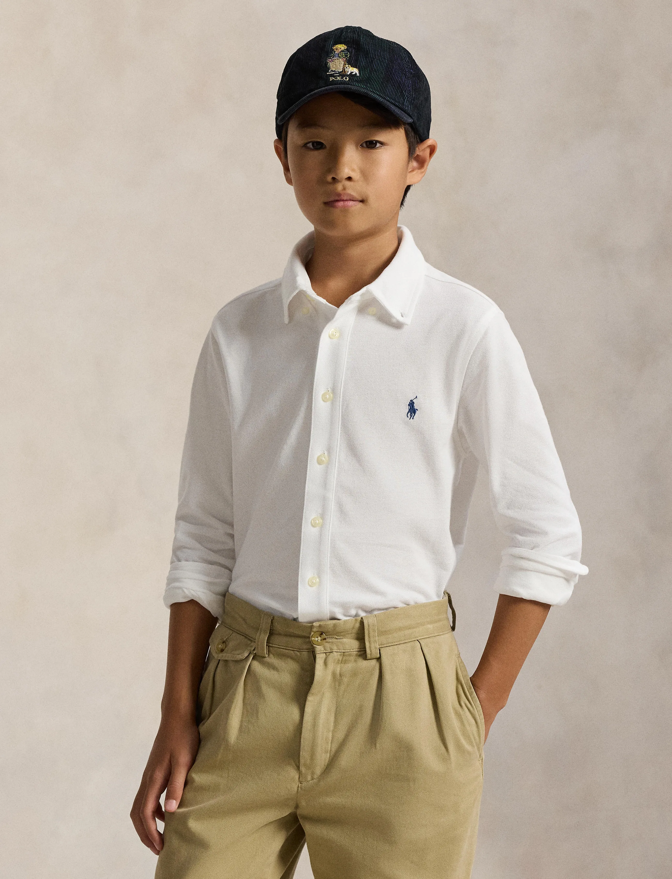 Ralph Lauren Kids - Featherweight Cotton Mesh Shirt - langærmede skjorter - white - 3