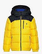 Water-Repellent Down Hooded Jacket - YELLOWFIN/BLACK