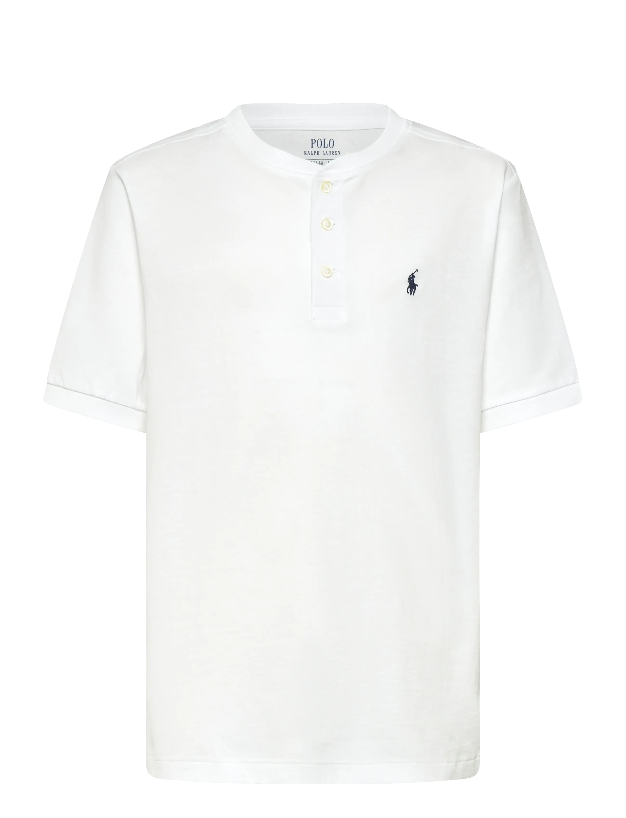 Cotton Jersey Short-Sleeve Henley Shirt - WHITE/C7996