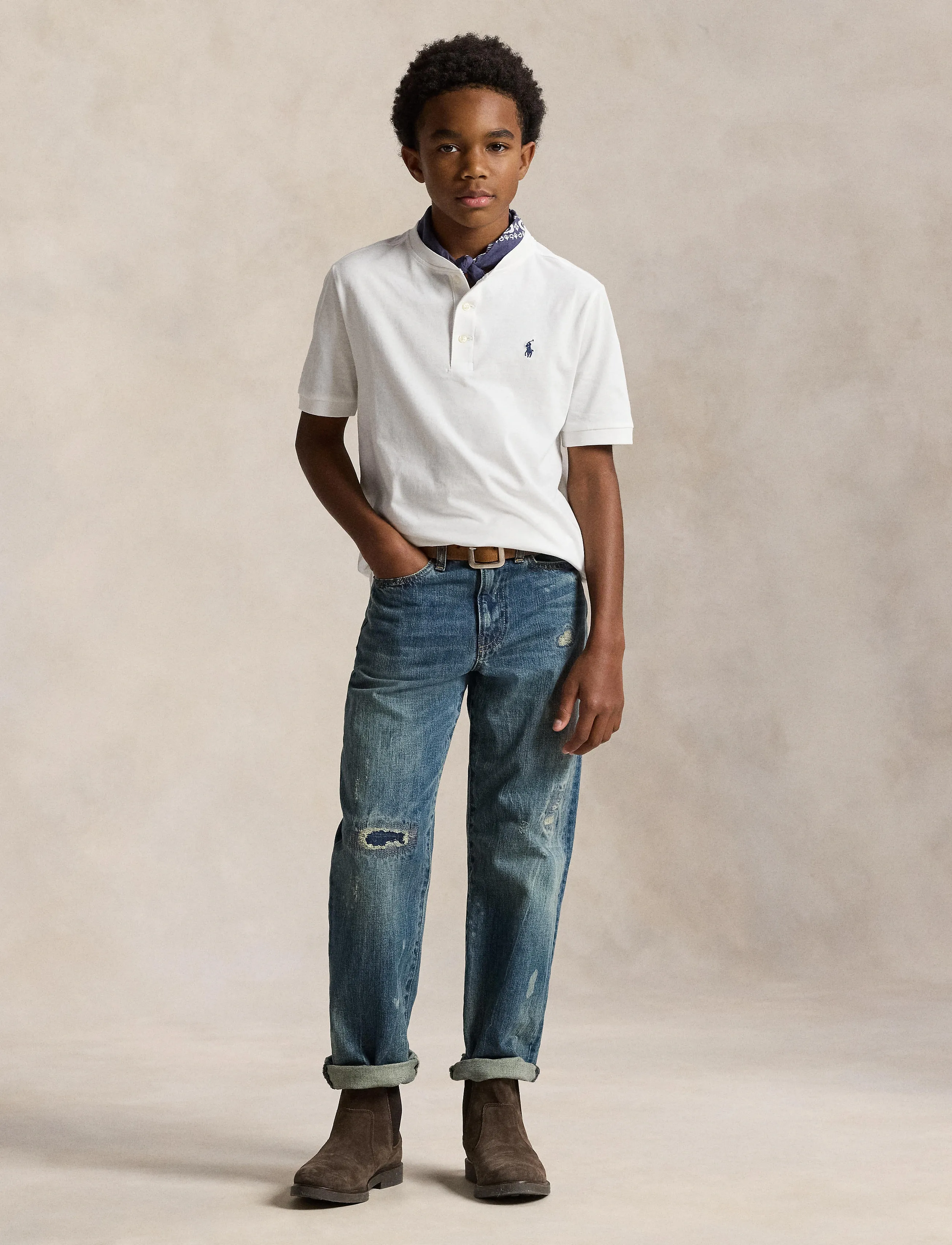Ralph Lauren Kids - Cotton Jersey Short-Sleeve Henley Shirt - chemises à manches courtes - white/c7996 - 4
