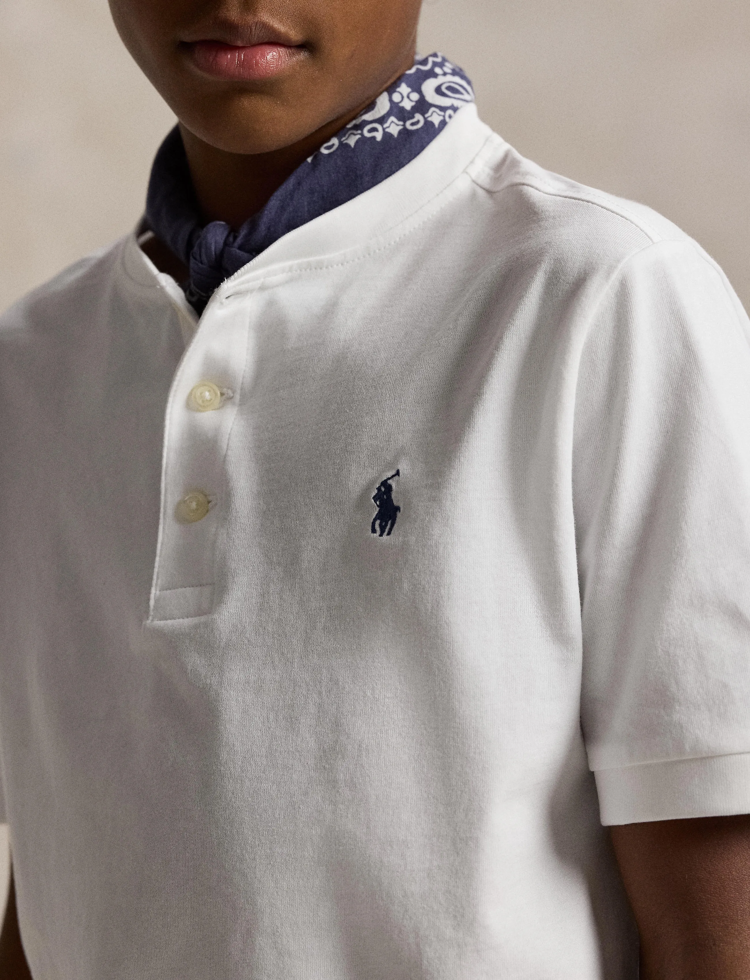 Ralph Lauren Kids - Cotton Jersey Short-Sleeve Henley Shirt - chemises à manches courtes - white/c7996 - 5