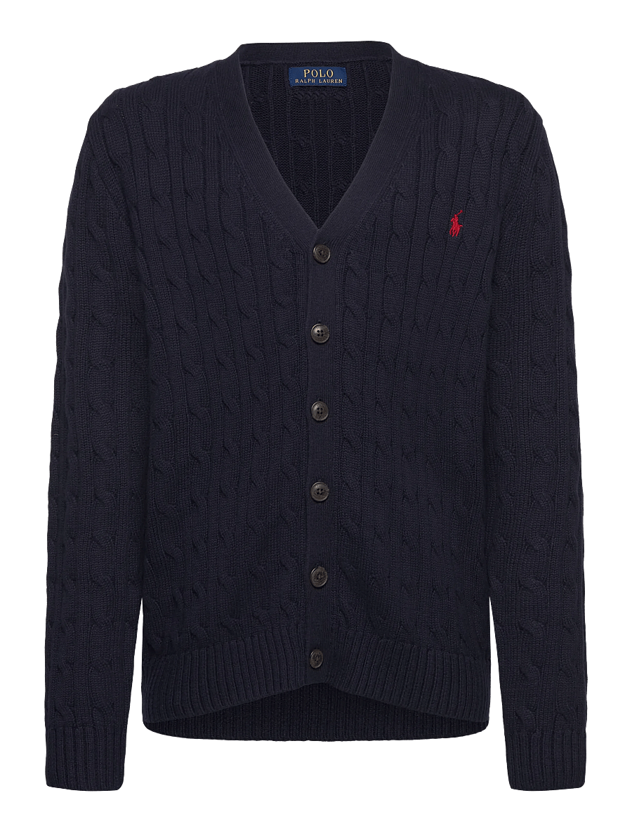 Ralph Lauren Kids - Cable-Knit Cotton V-Neck Cardigan - rl navy/c3807 - 0