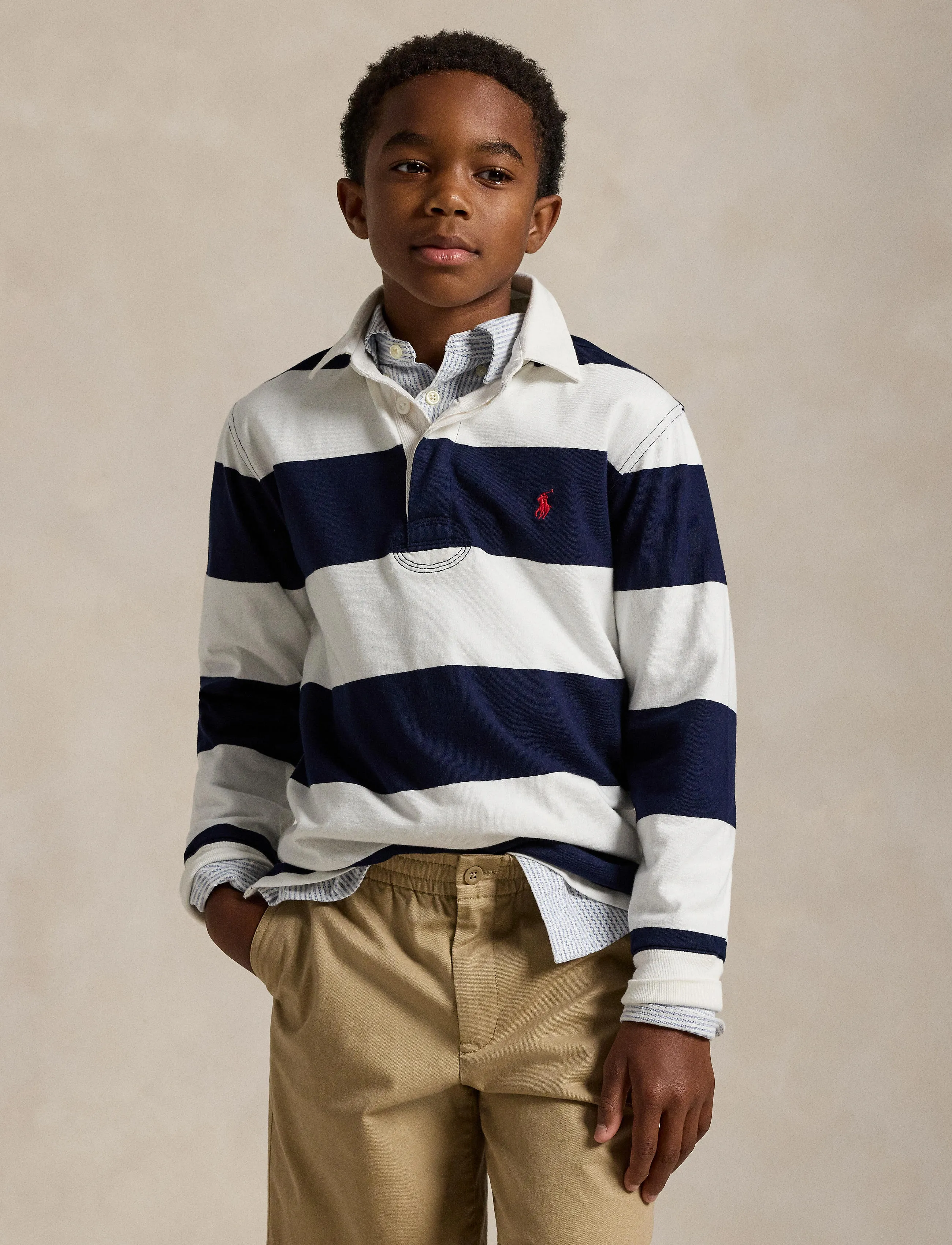 Ralph Lauren Kids - The Iconic Rugby Shirt - polos à manches longues - white/cruise navy - 4