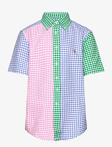 Gingham Oxford Short-Sleeve Fun Shirt, Ralph Lauren Kids