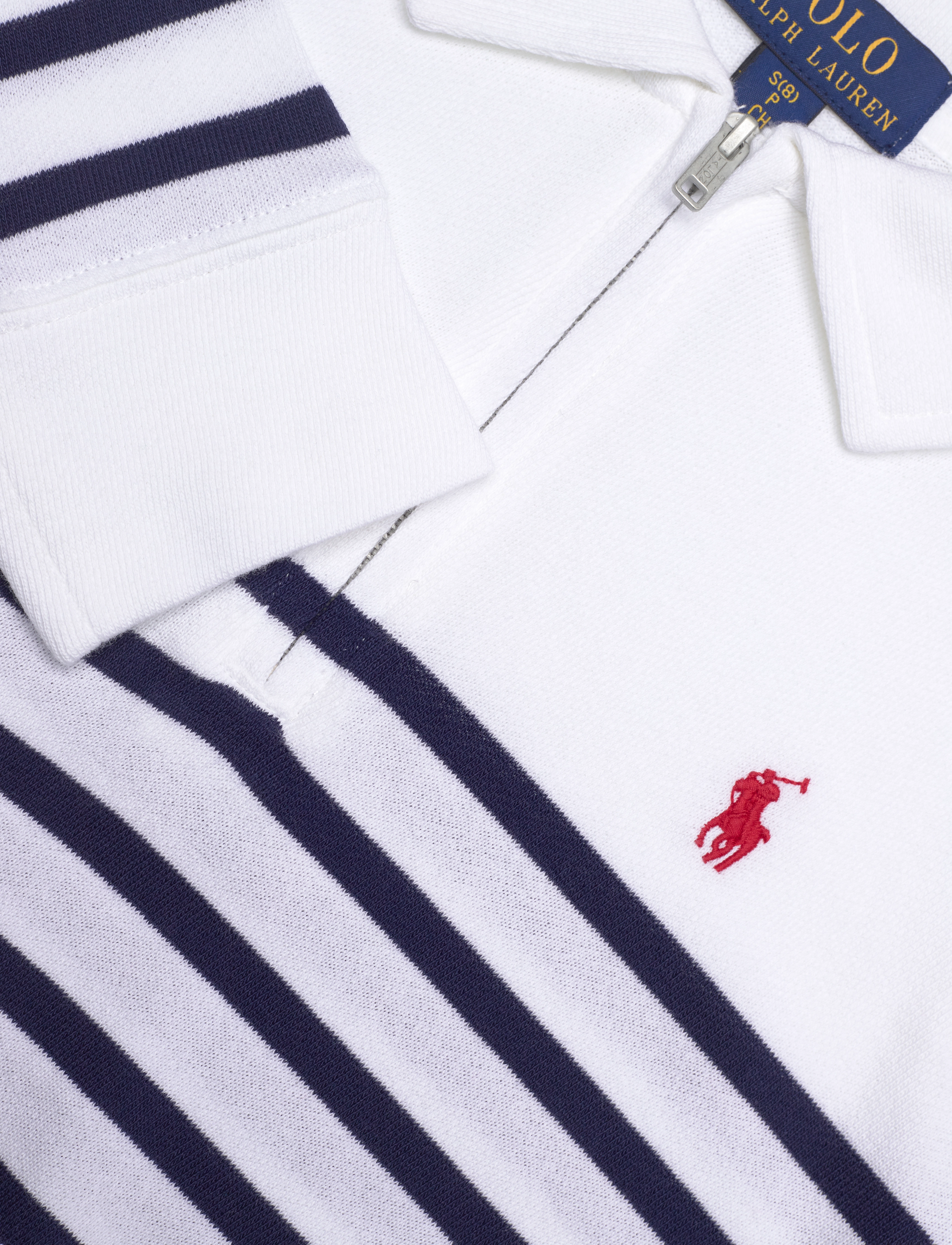Ralph Lauren Kids - Striped Spa Terry Quarter-Zip Sweatshirt - white/spring navy - 2