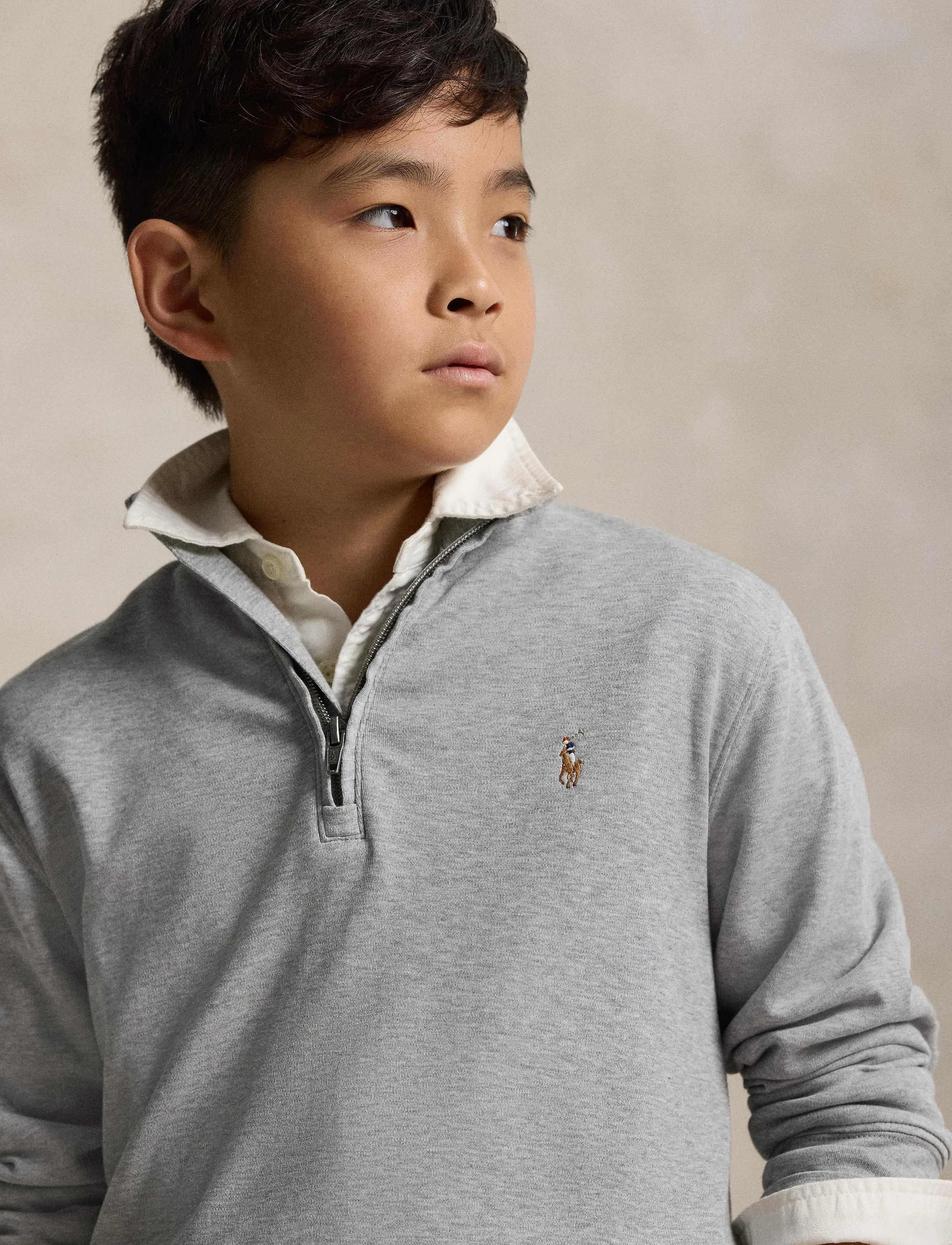 Ralph Lauren Kids - Cotton Interlock Quarter-Zip Pullover - andover heather - 2