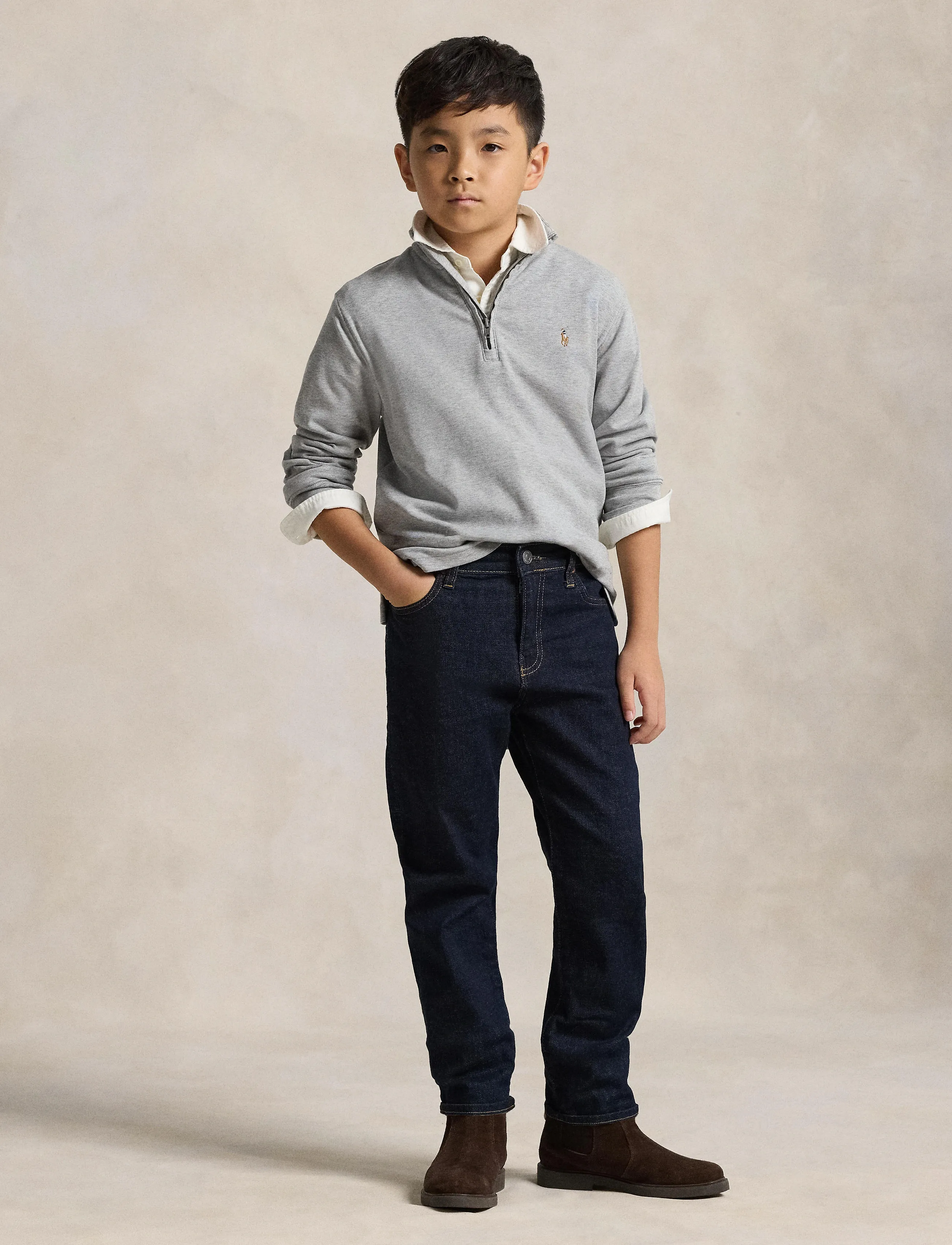 Ralph Lauren Kids - Cotton Interlock Quarter-Zip Pullover - andover heather - 4