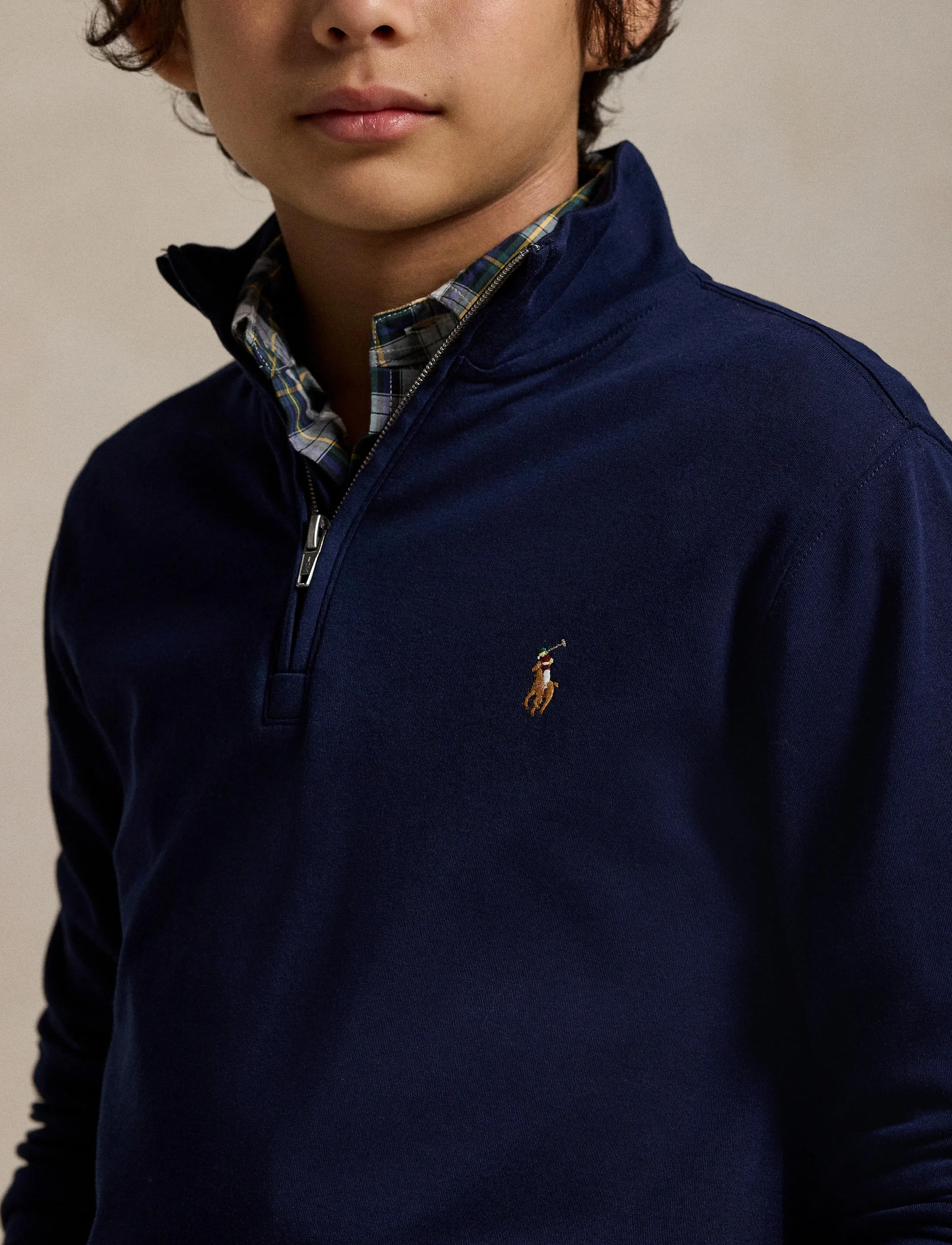 Ralph Lauren Kids - Cotton Interlock Quarter-Zip Pullover - refined navy - 3
