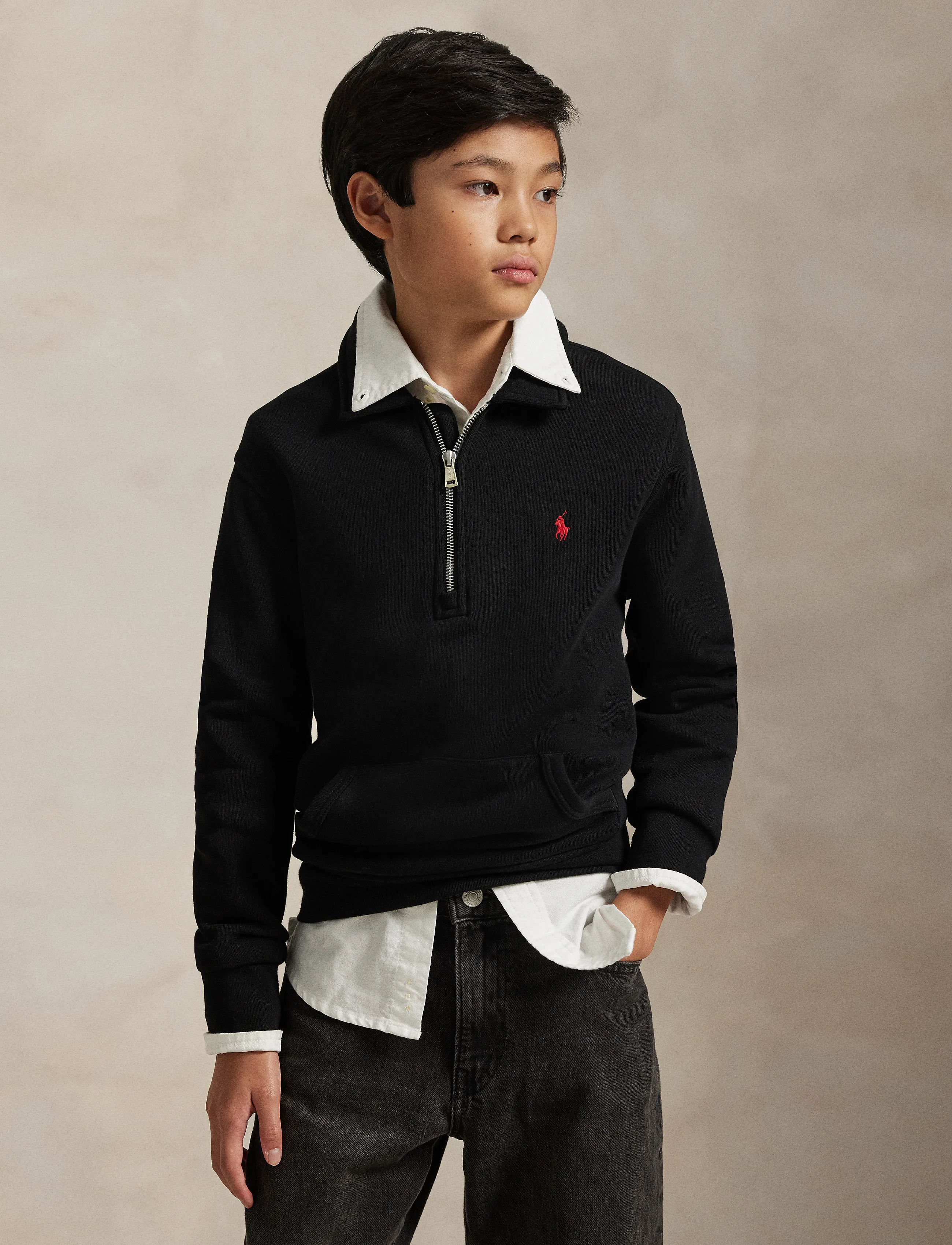 Ralph Lauren Kids - Fleece Collared Sweatshirt - pullover - polo black/c3870 - 2