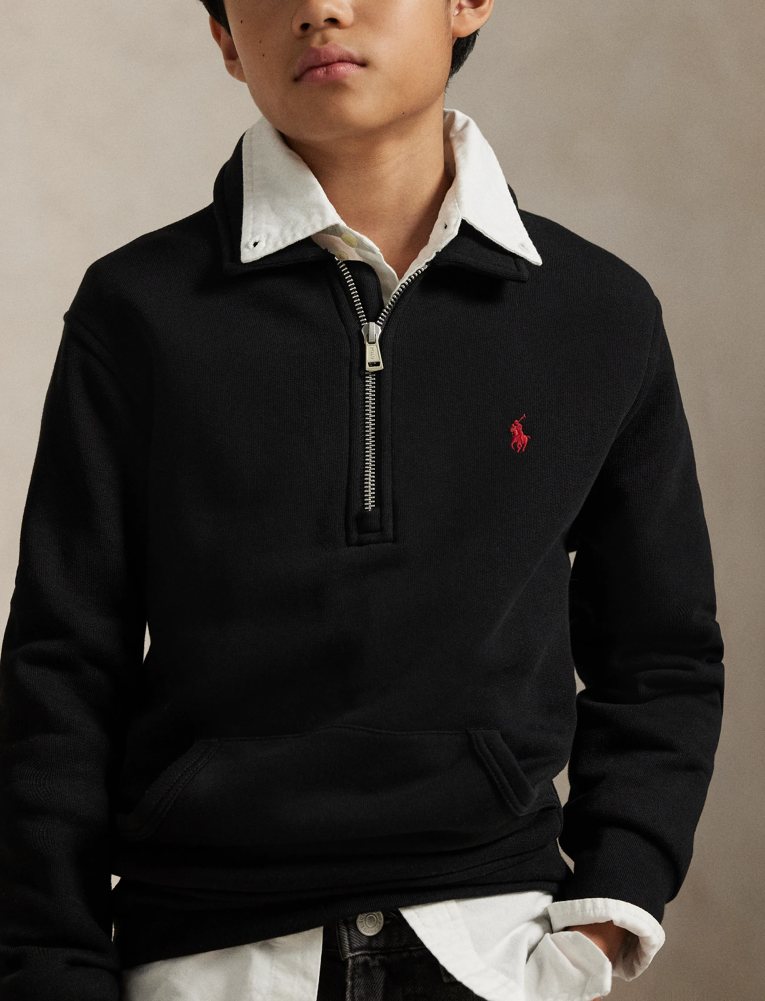 Ralph Lauren Kids - Fleece Collared Sweatshirt - pullover - polo black/c3870 - 3