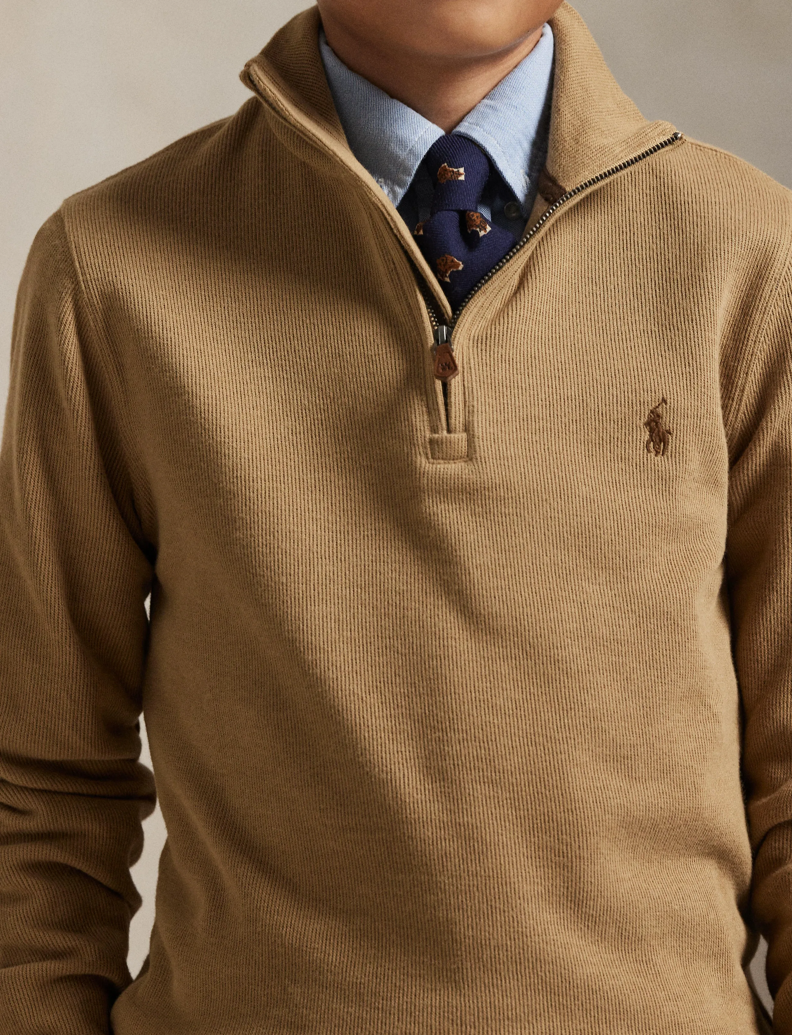 Ralph Lauren Kids - Estate-Rib Quarter-Zip Pullover - camel/c8970 - 3