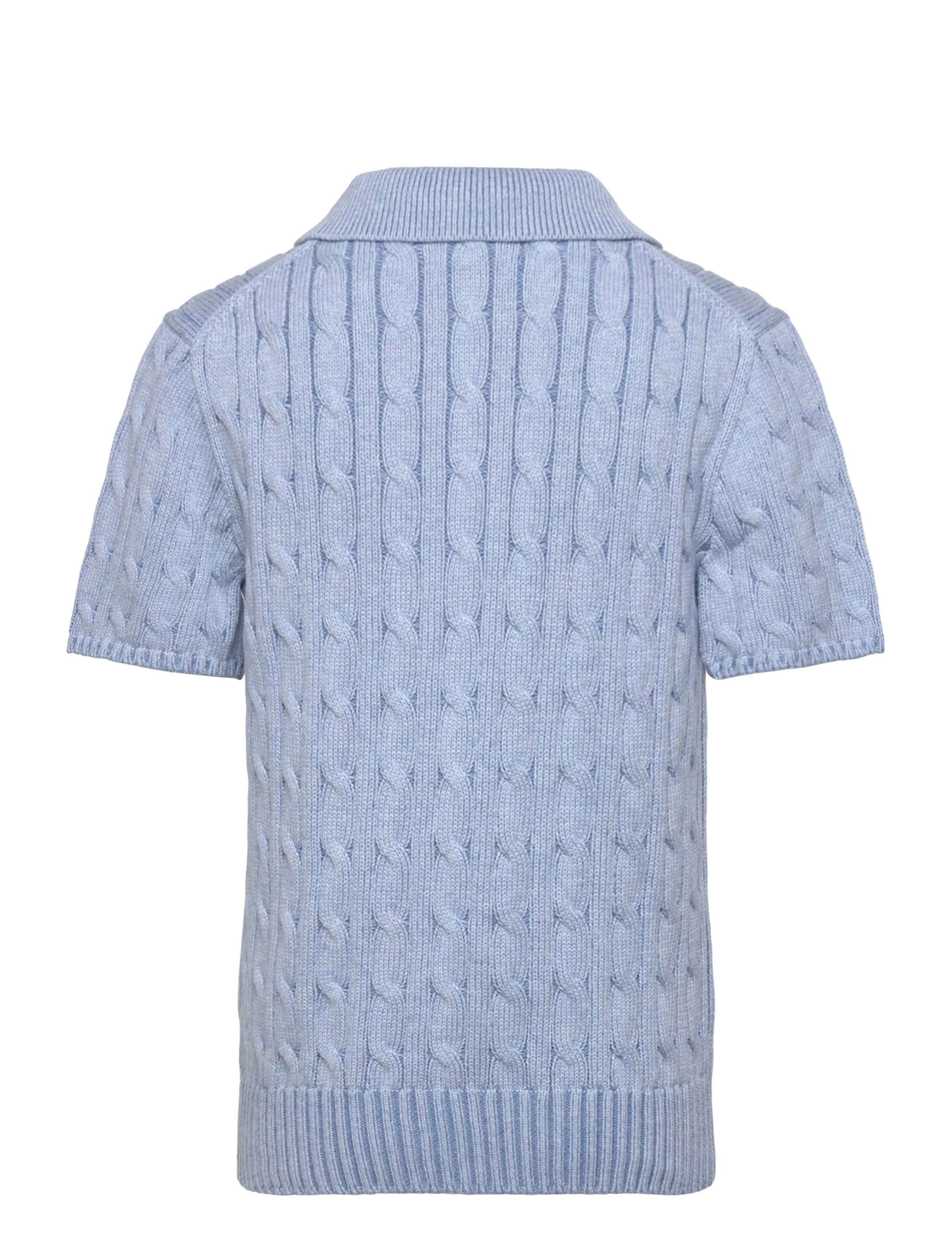 Ralph Lauren Kids - Cable-Knit Cotton Polo-Collar Sweater - kortærmede poloer - blue heather/c711 - 1