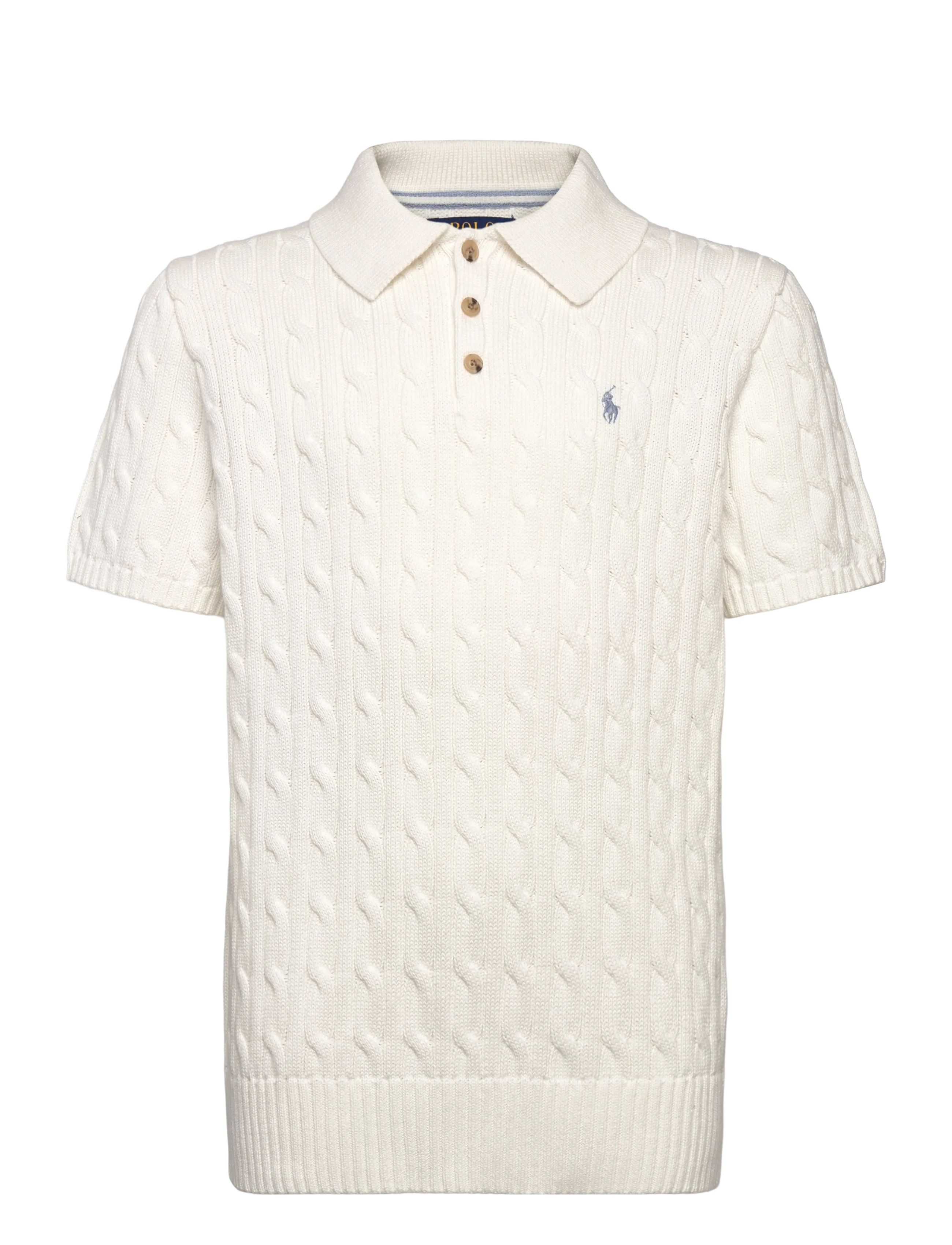 Ralph Lauren Kids Cable-Knit Cotton Polo-Collar Sweater - Poloshirts - DECKWASH WHITE/C9 / cream