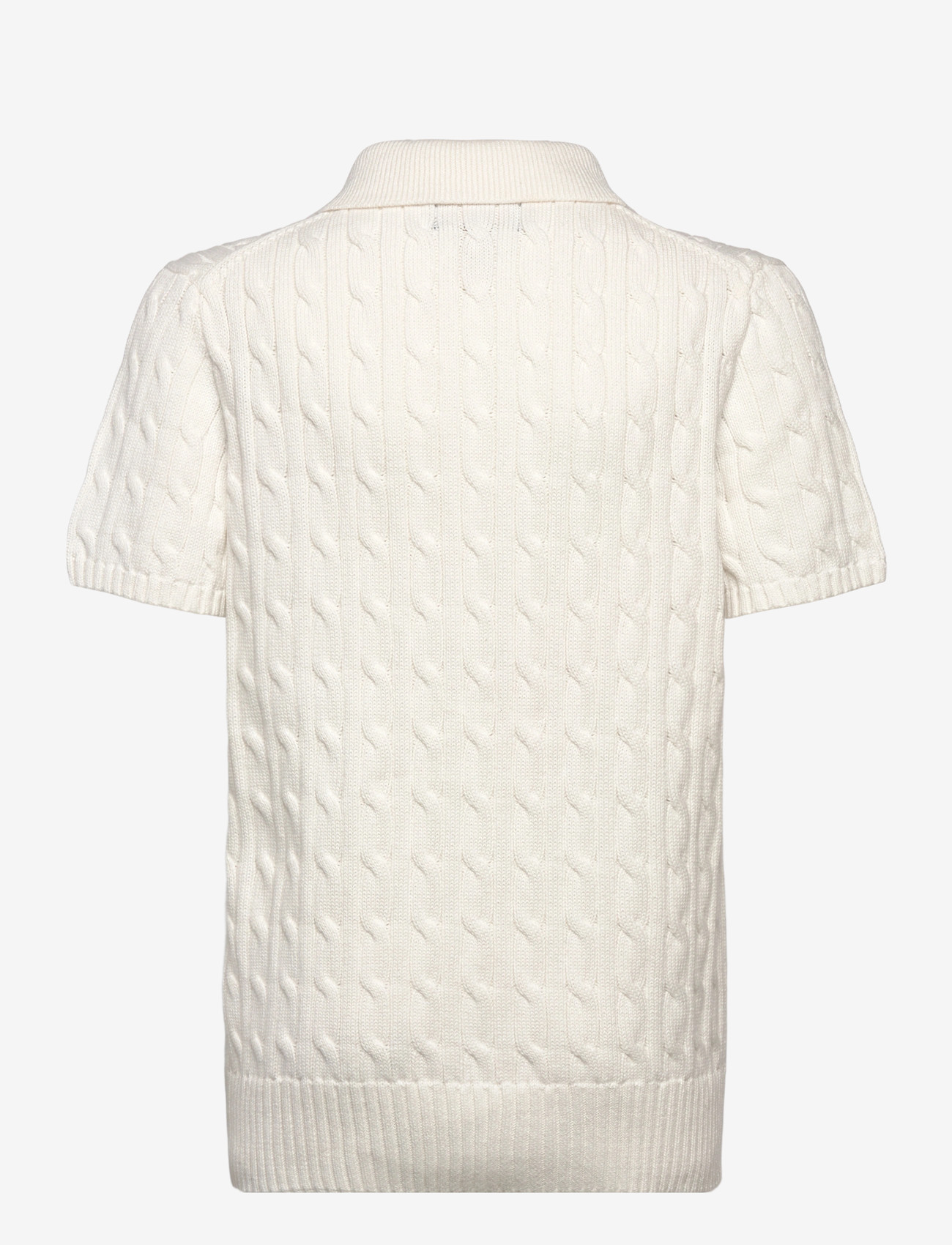 Ralph Lauren Kids - Cable-Knit Cotton Polo-Collar Sweater - kurzärmelig - deckwash white/c9 - 1