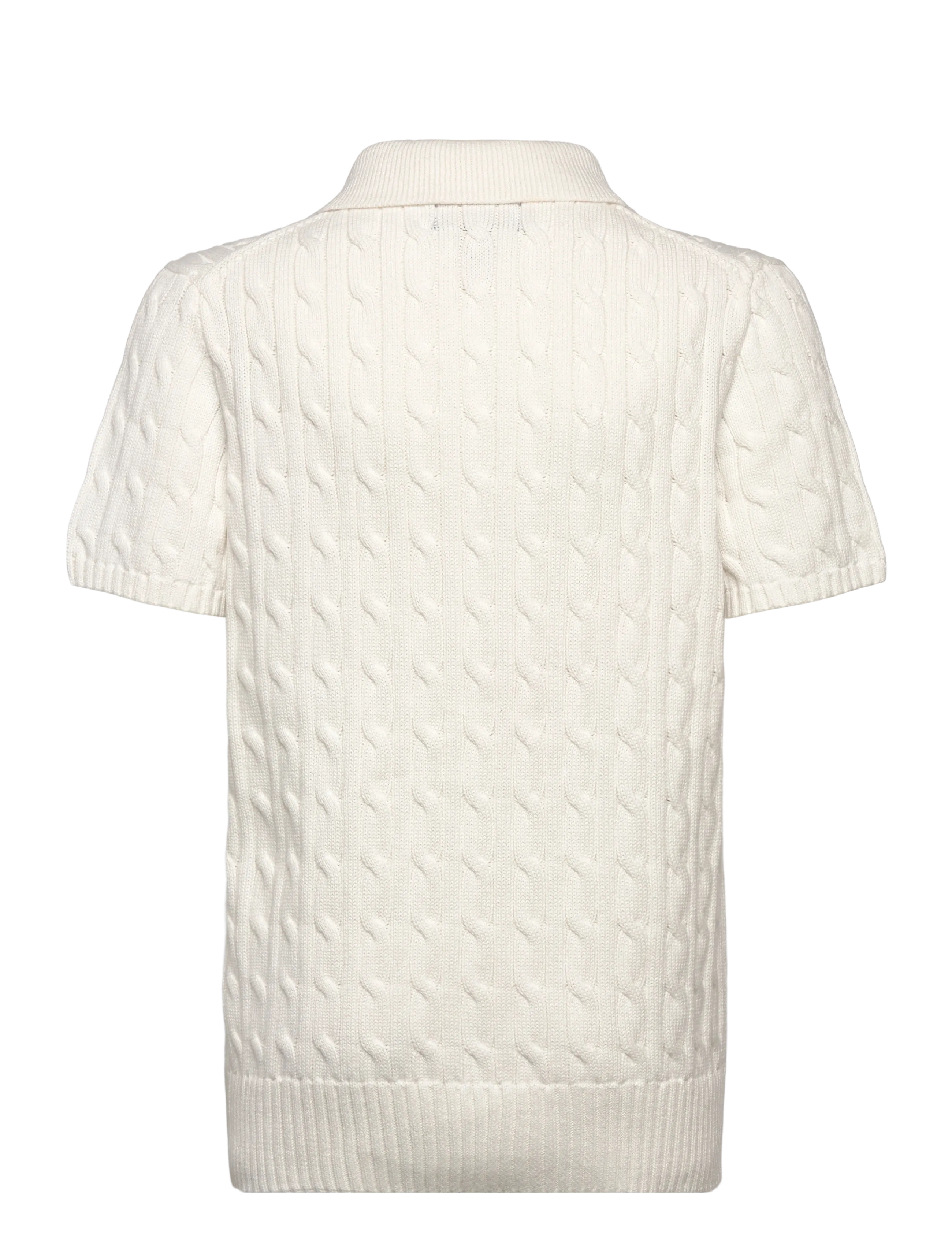 Ralph Lauren Kids - Cable-Knit Cotton Polo-Collar Sweater - kortærmede poloer - deckwash white/c9 - 1