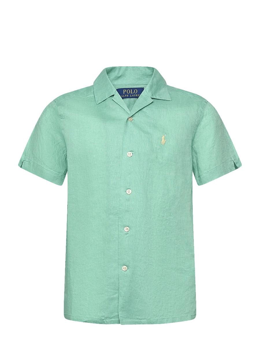 Ralph Lauren Kids - Linen Camp Shirt - kortærmede skjorter - celadon - 0