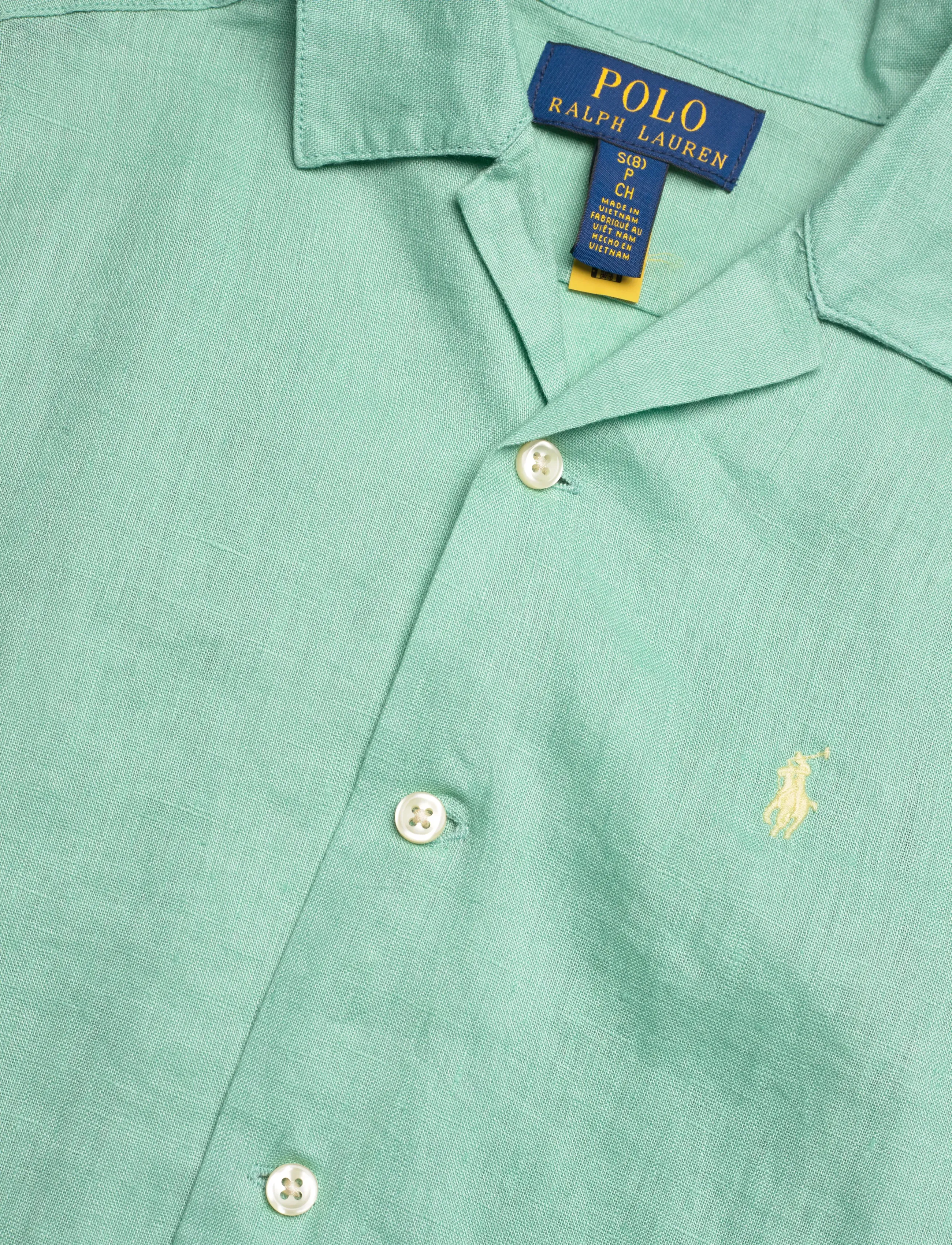 Ralph Lauren Kids - Linen Camp Shirt - kortærmede skjorter - celadon - 2