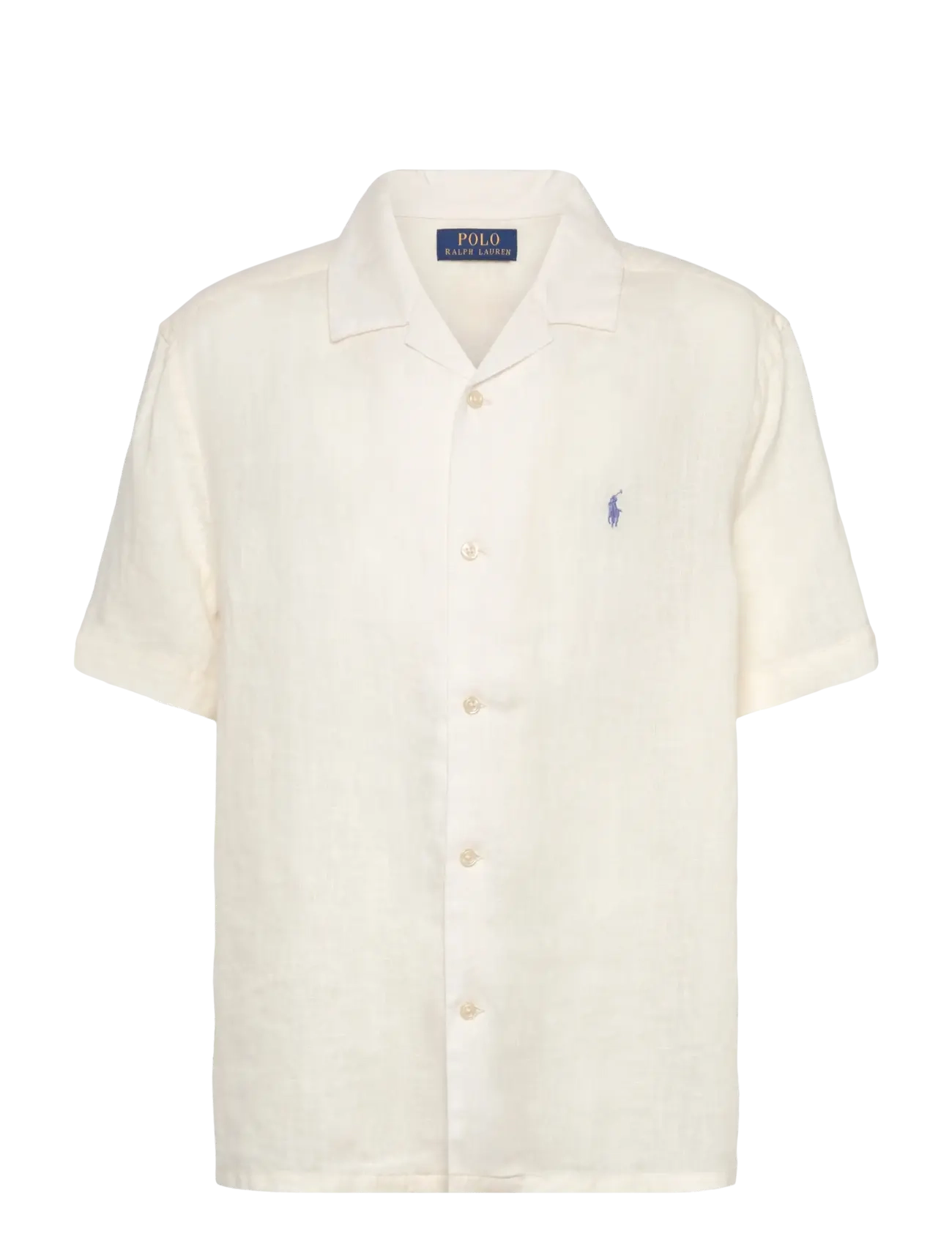 Ralph Lauren Kids Linen Camp Shirt, Børn, Camp Skjorte, Cream, Str: 163-174