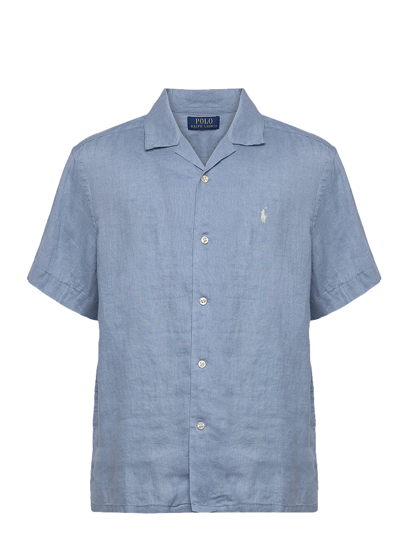 Ralph Lauren Kids - Linen Camp Shirt - kurzärmlige hemden - vessel blue - 0
