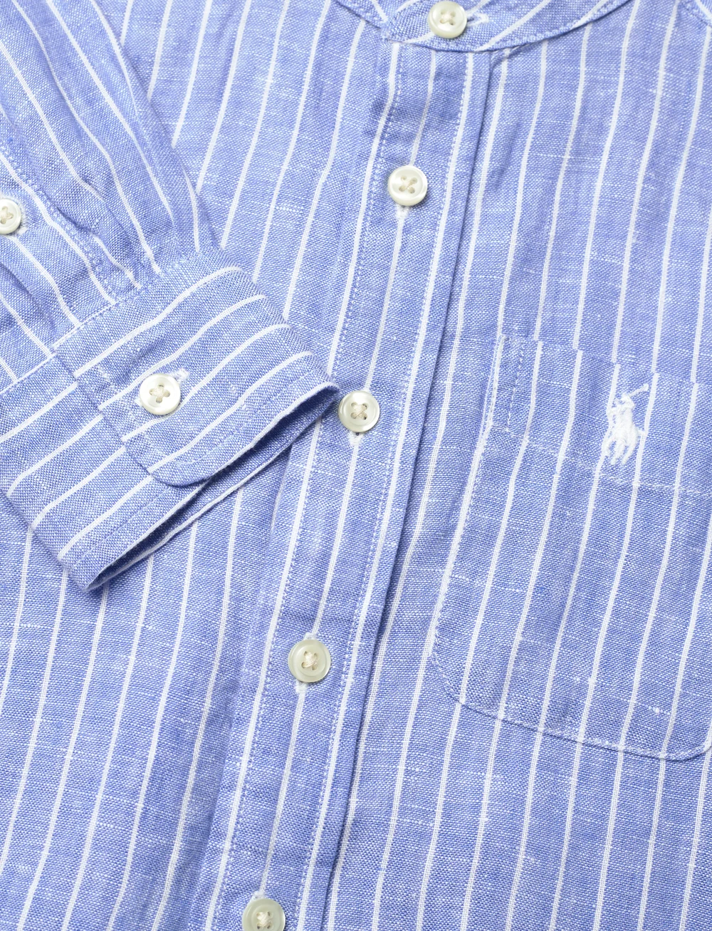 Ralph Lauren Kids - Striped Linen Shirt - långärmade skjortor - #b6749c blue whit - 2